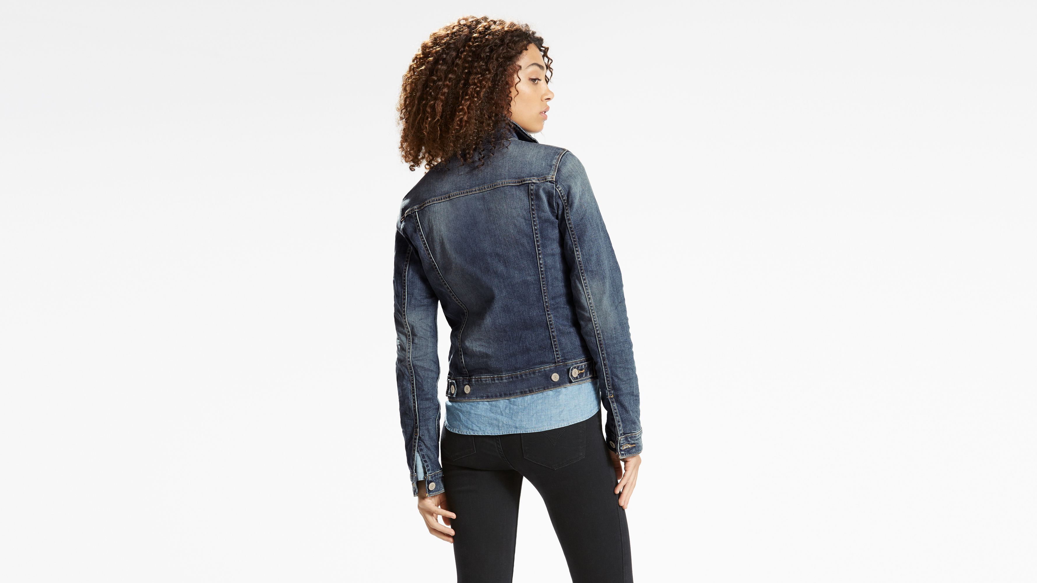 Stretch jean jacket clearance womens