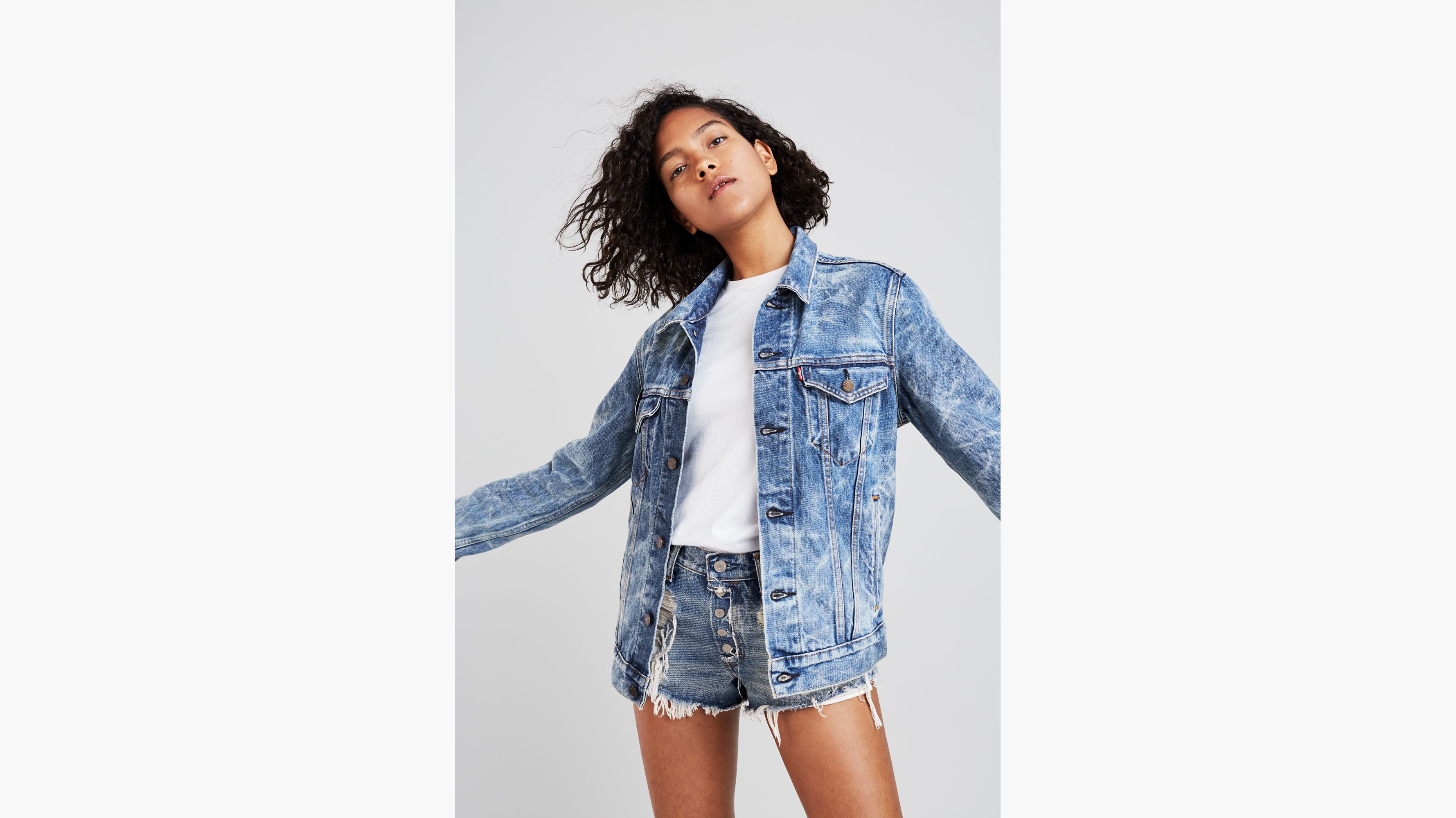 Stone denim jacket top womens