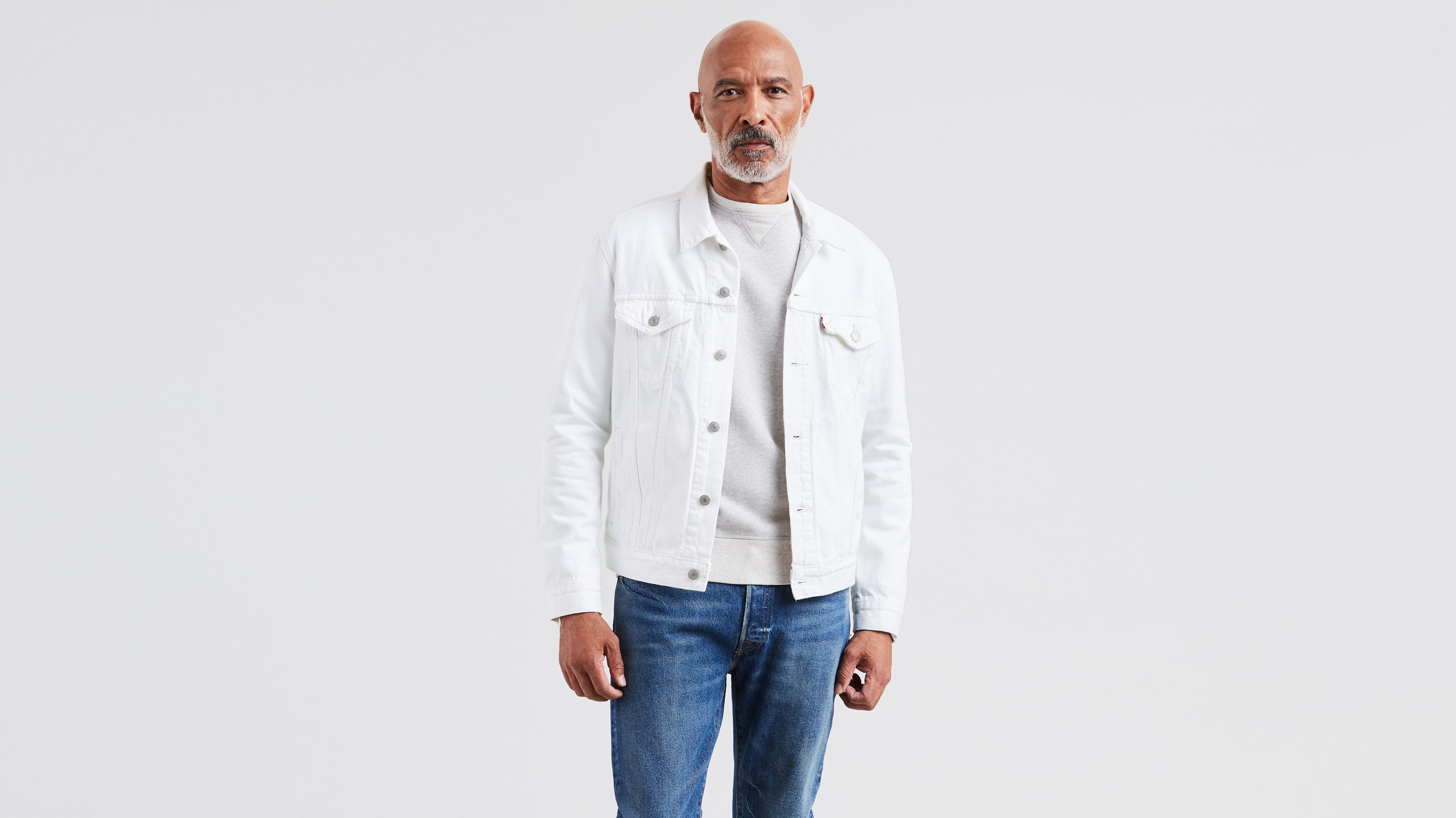 mens white levi jean jacket