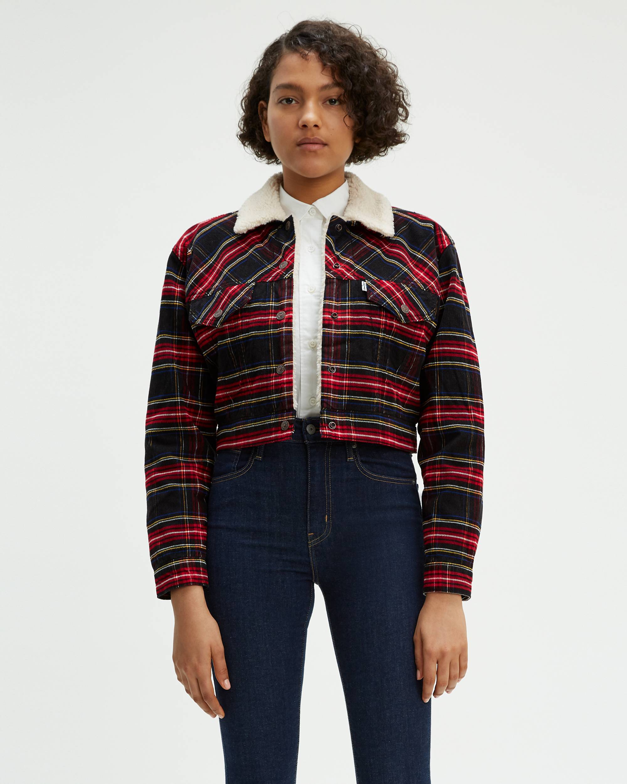 Red Corduroy Trucker Women's Sherpa Lined Corduroy Jacket