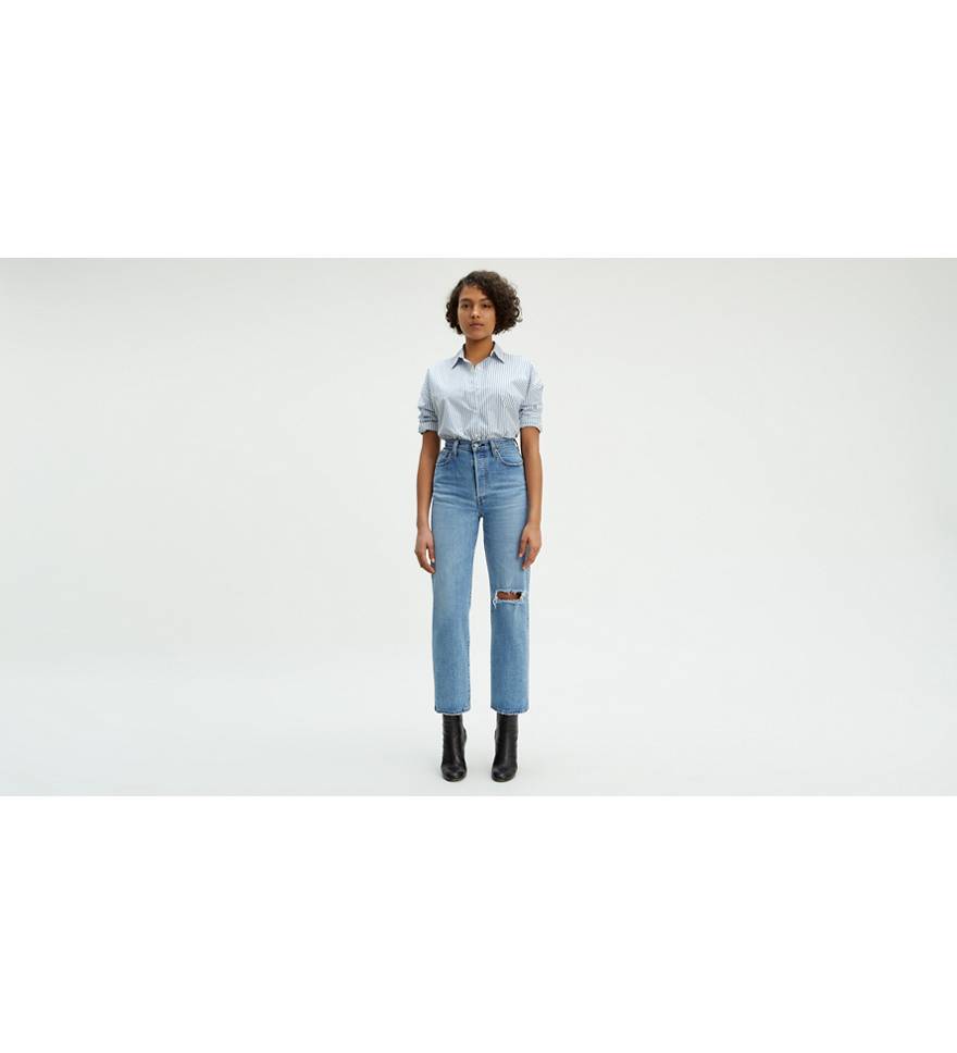 Ribcage Straight Ankle Jeans - Blue