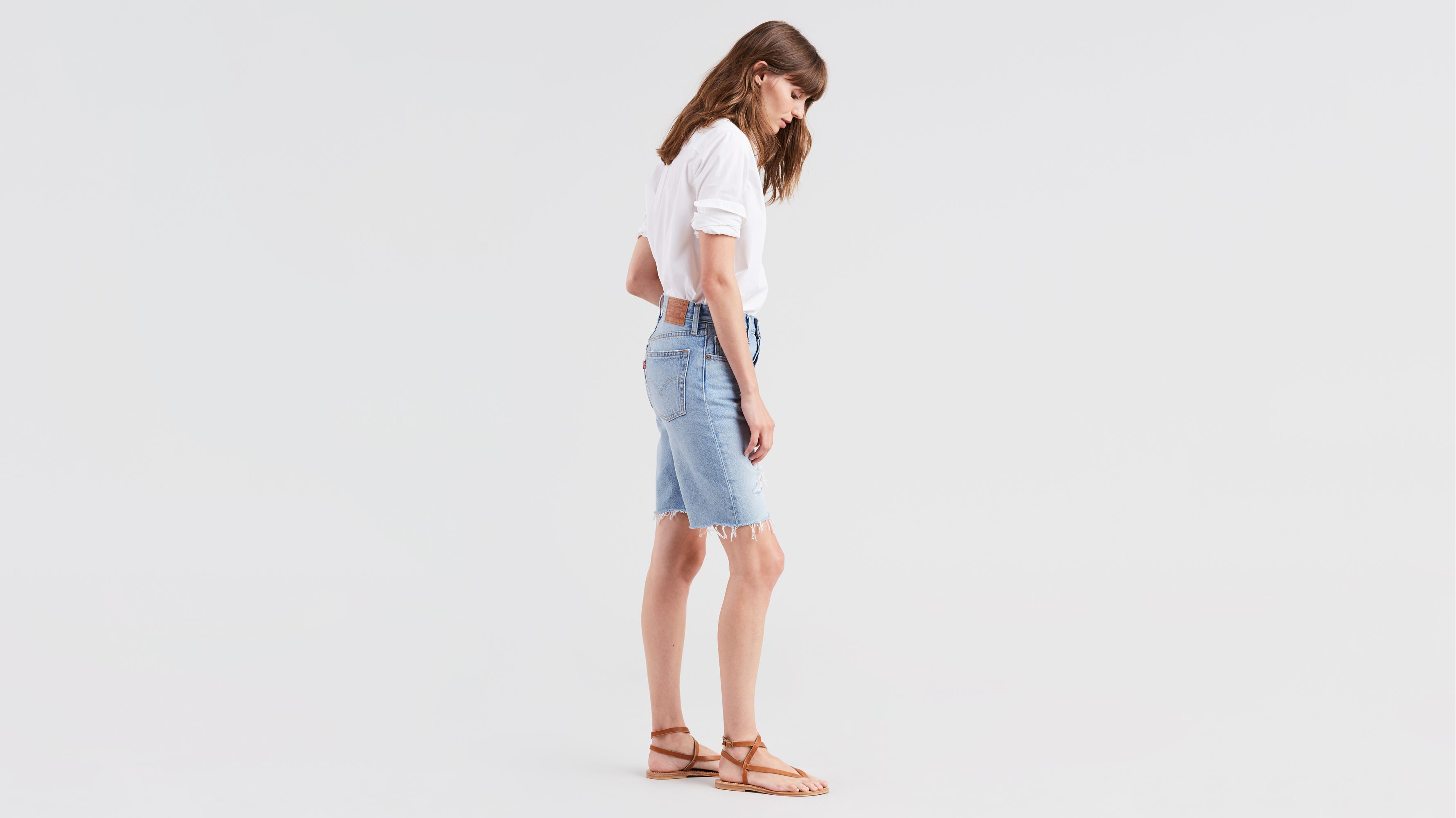 501 ripped slouch shorts