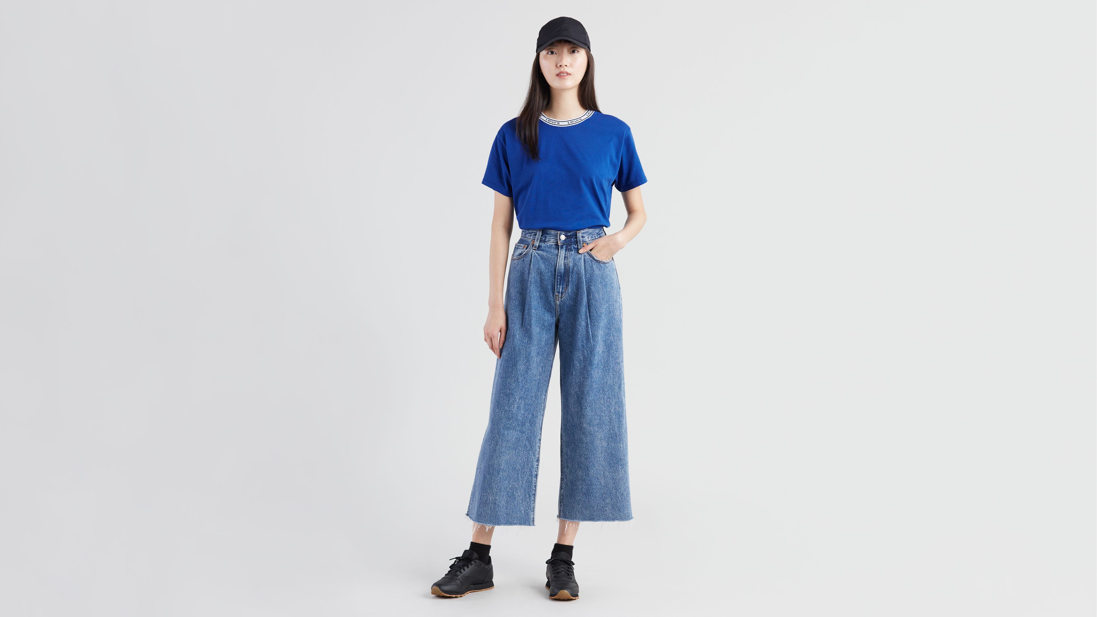 ribcage pleated cropped jeans