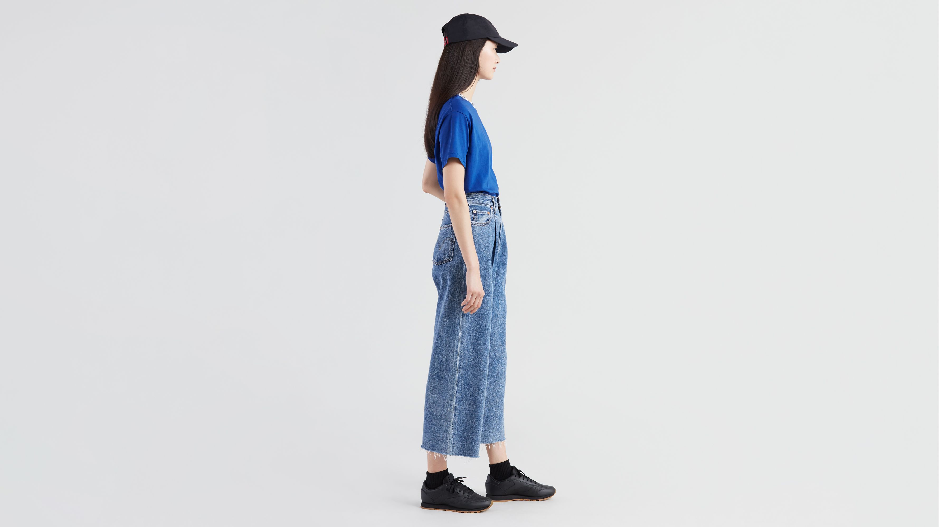 levi's ribcage pleated crop jeans