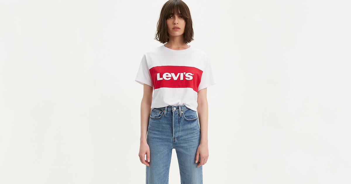 Graphic Colorblock Varsity Tee Shirt - White | Levi's® US