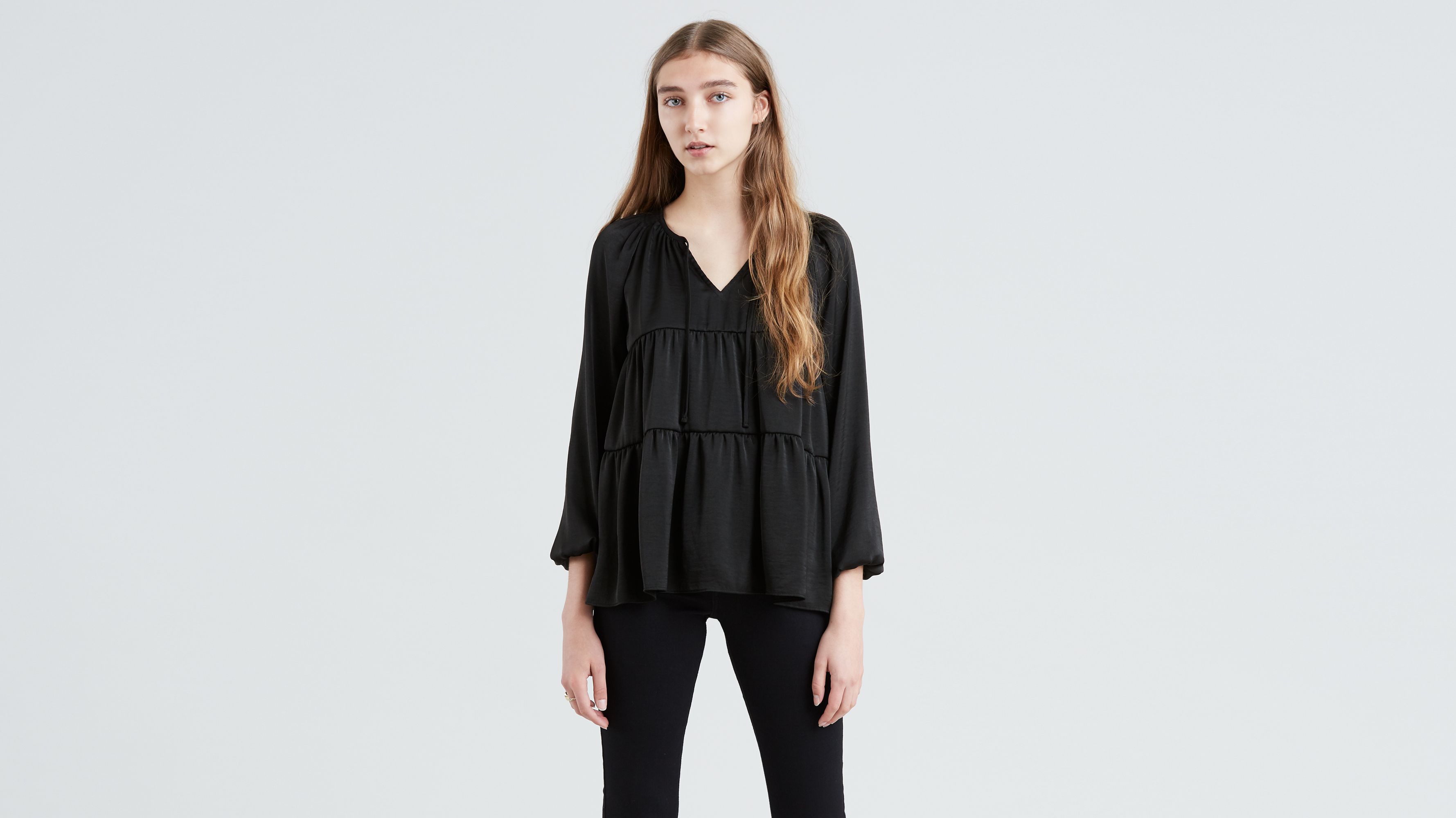 black peasant top