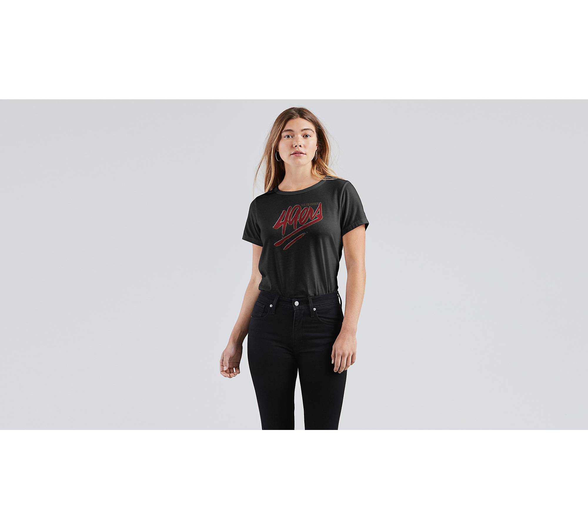 San Francisco 49ers Women's Short Sleeve T Shirt V-Neck Sport Tops Loose T- shirt
