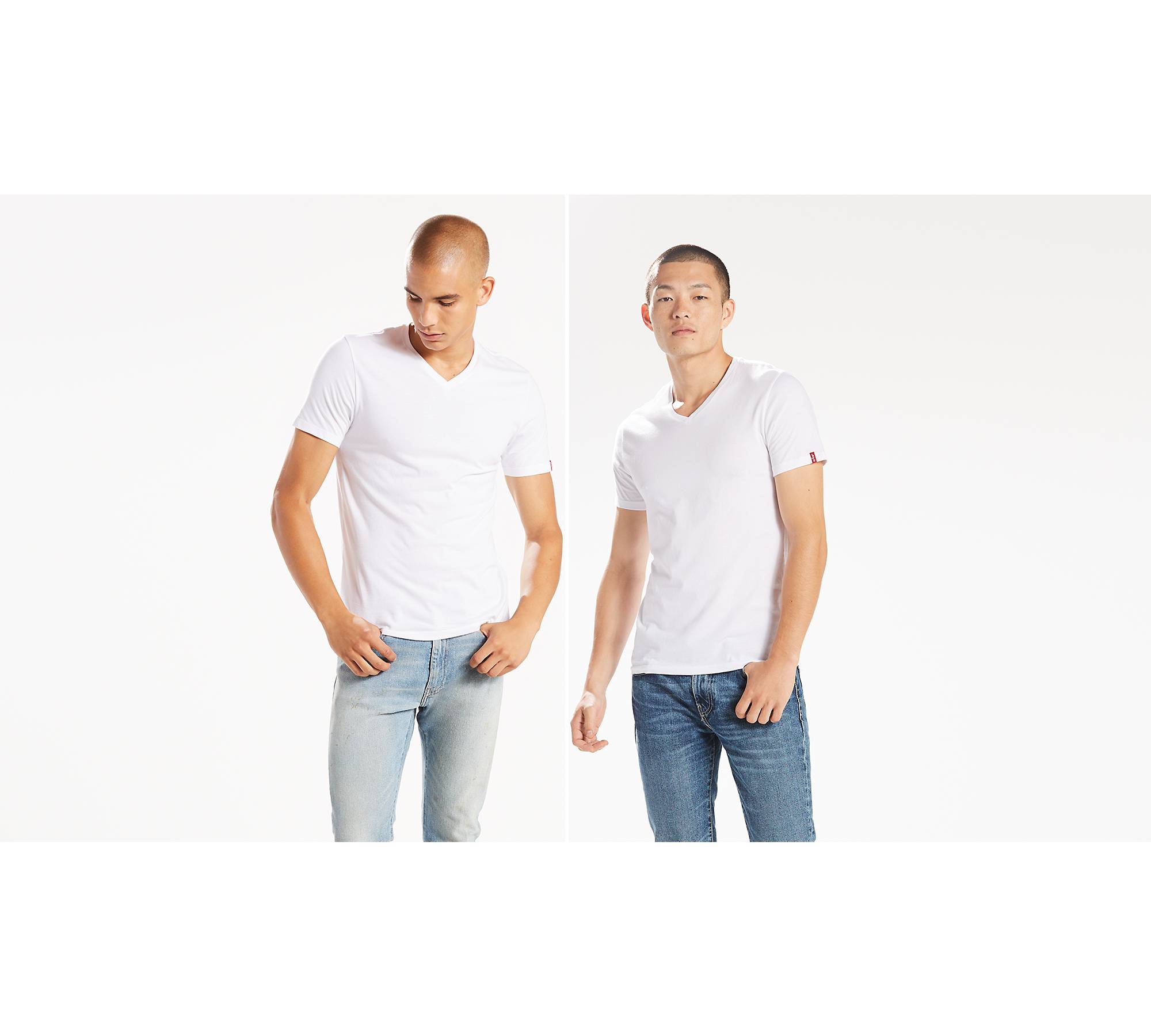 Slim Fit V-neck Tee Shirt (2-pack) - White