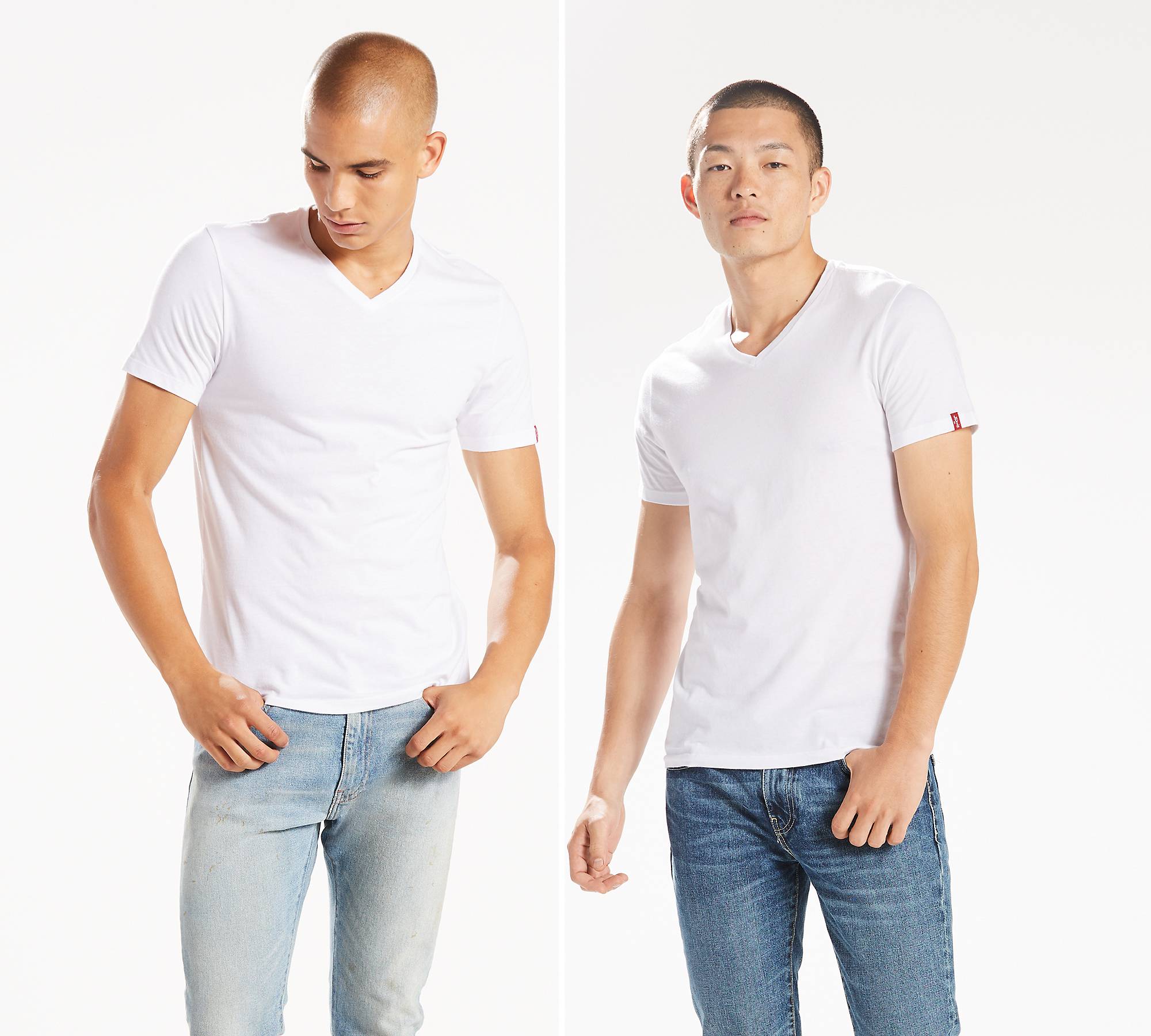 Slim Fit V-neck Tee Shirt (2-pack) - White | Levi's® US