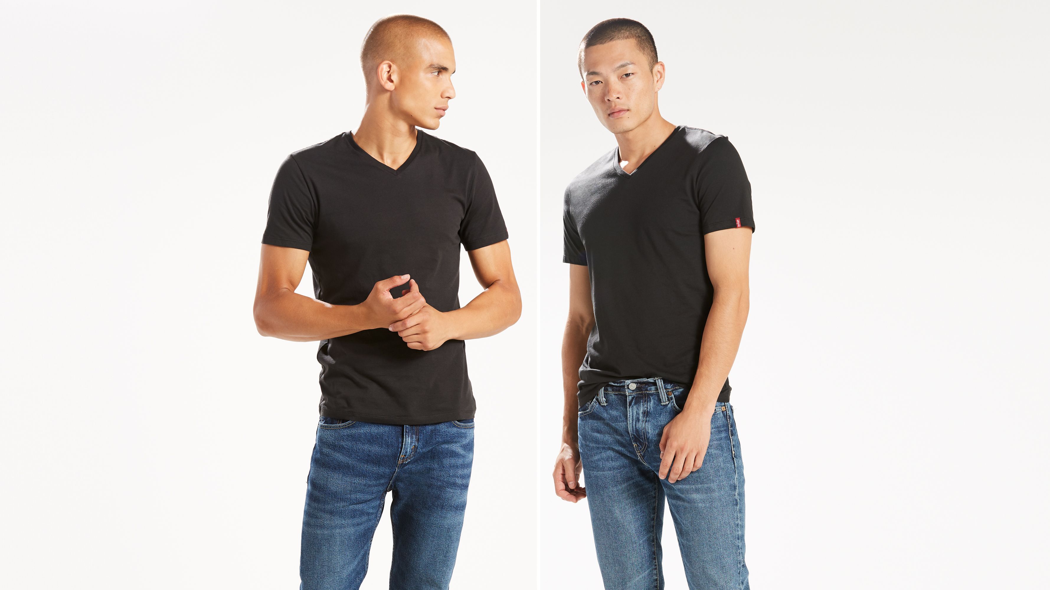 Slim Fit V neck Tee Shirt 2 pack Black Levi s US