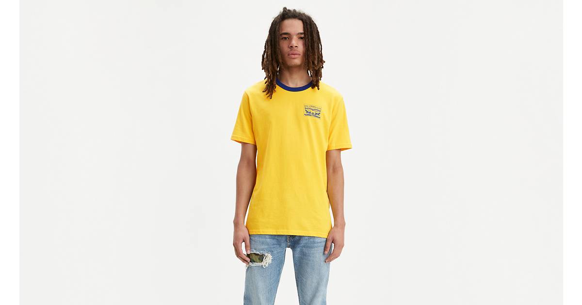 Bound Neck Chest Graphic Tee Shirt - Yellow | Levi's® US