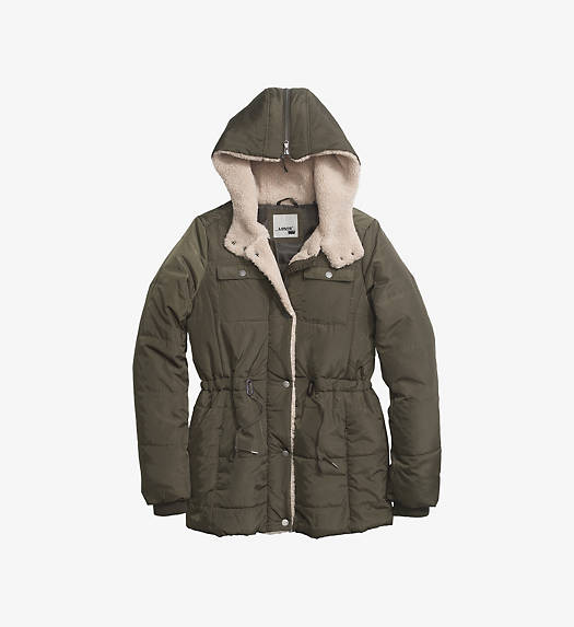 Sherpa Lined Hooded Puffer Jacket - Green | Levi's® US
