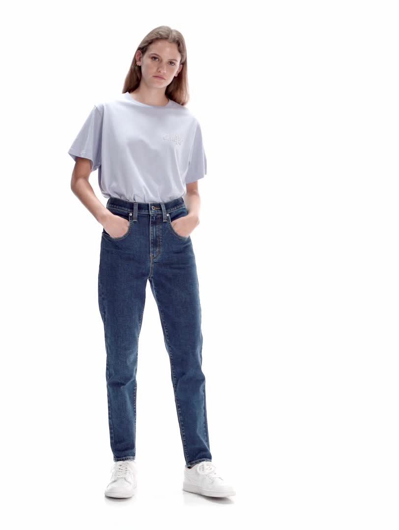 SILVERTAB™HIGH WAISTED MOM JEAN インディゴ ストーンウォッシュ