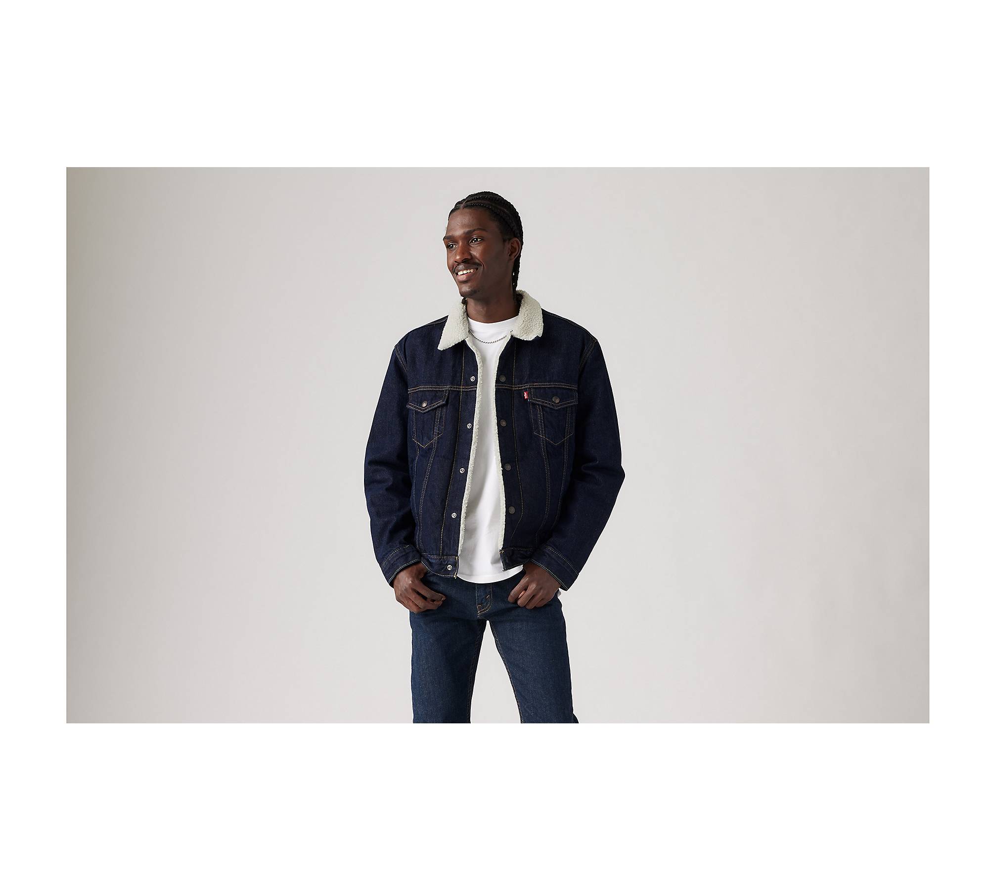Levi's type 3 sherpa lined denim jacket in fable mid wash