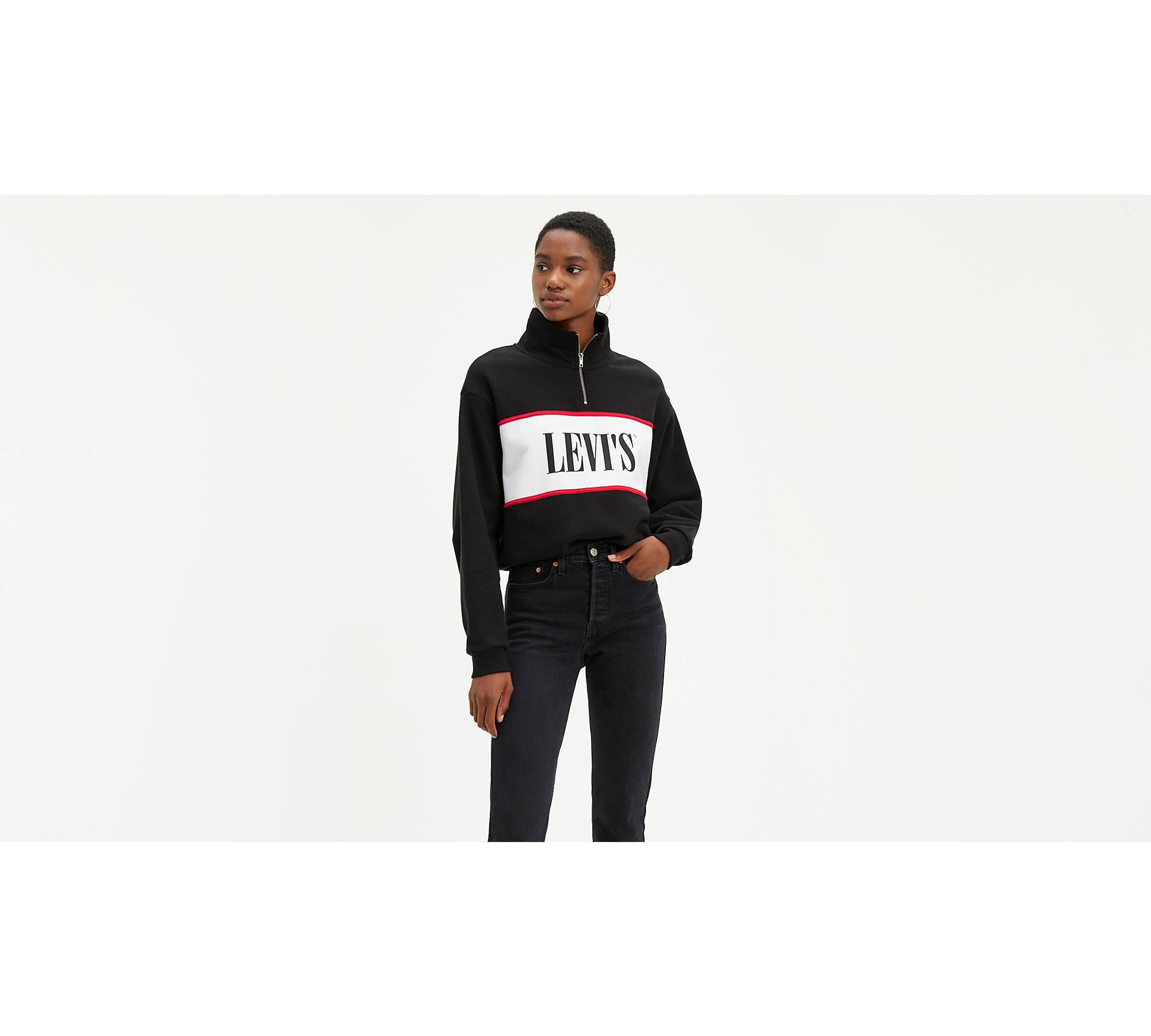Levi's® Logo Mock Neck Sweatshirt - Black | Levi's® CA