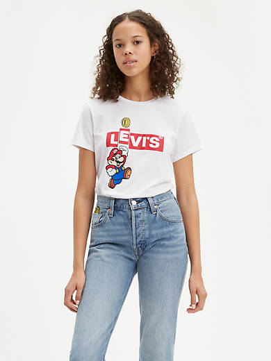 Levi's® X Super Mario Perfect Graphic Tee Shirt - White | Levi's® US