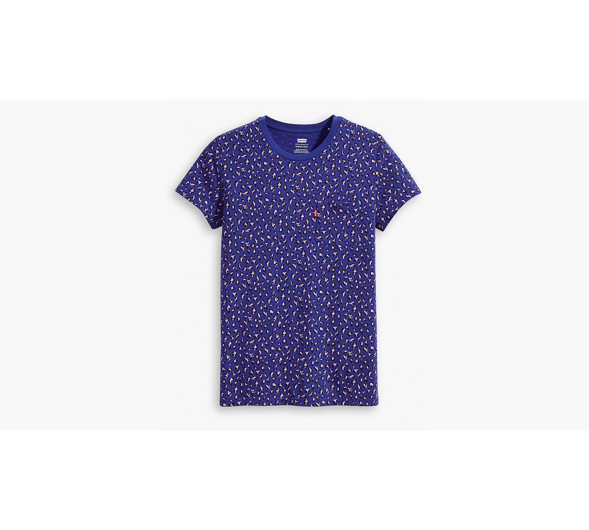 Leopard Print Perfect Pocket Tee Shirt - Blue