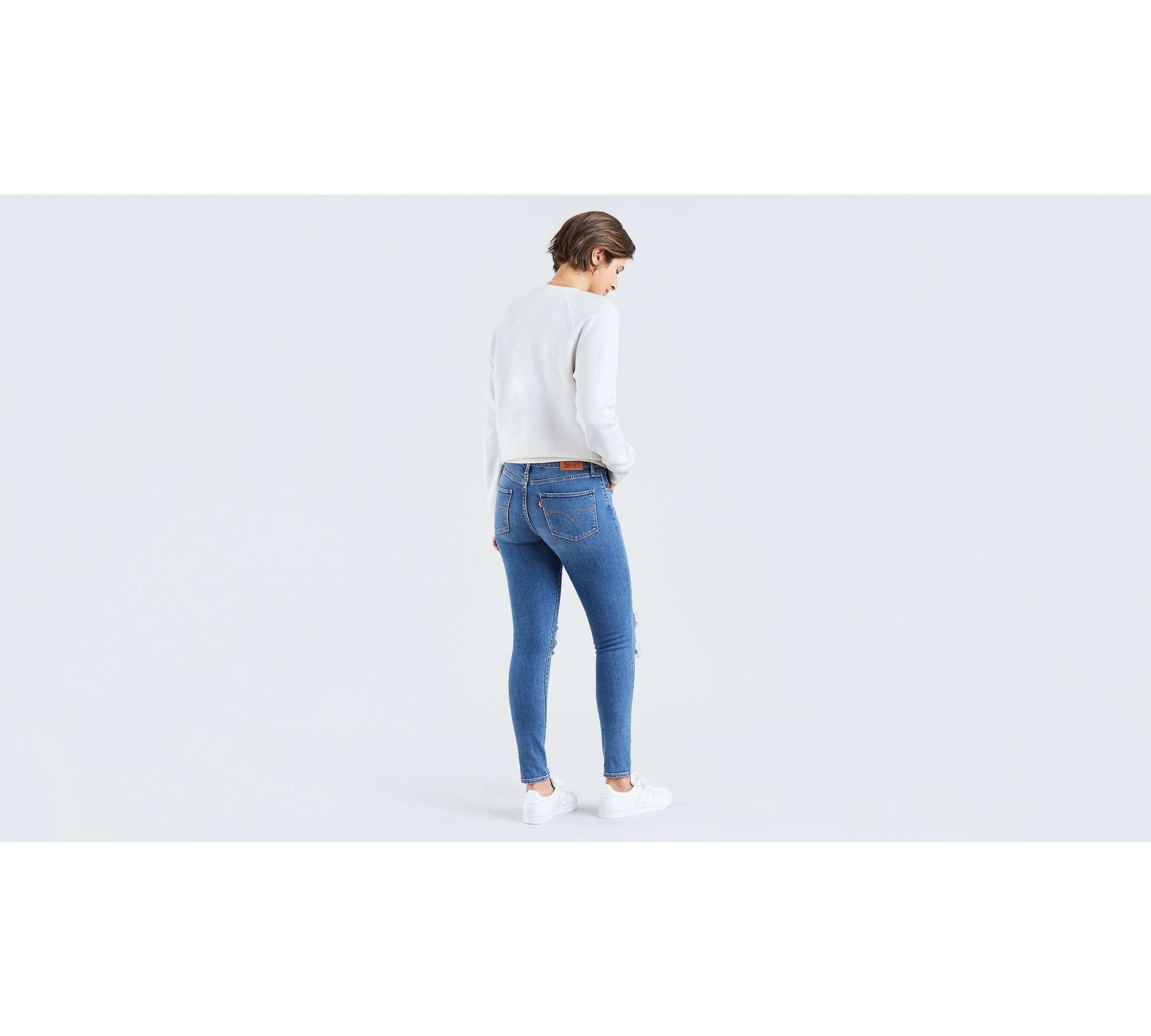 721 High Rise Ripped Skinny Women's Jeans - Medium Wash