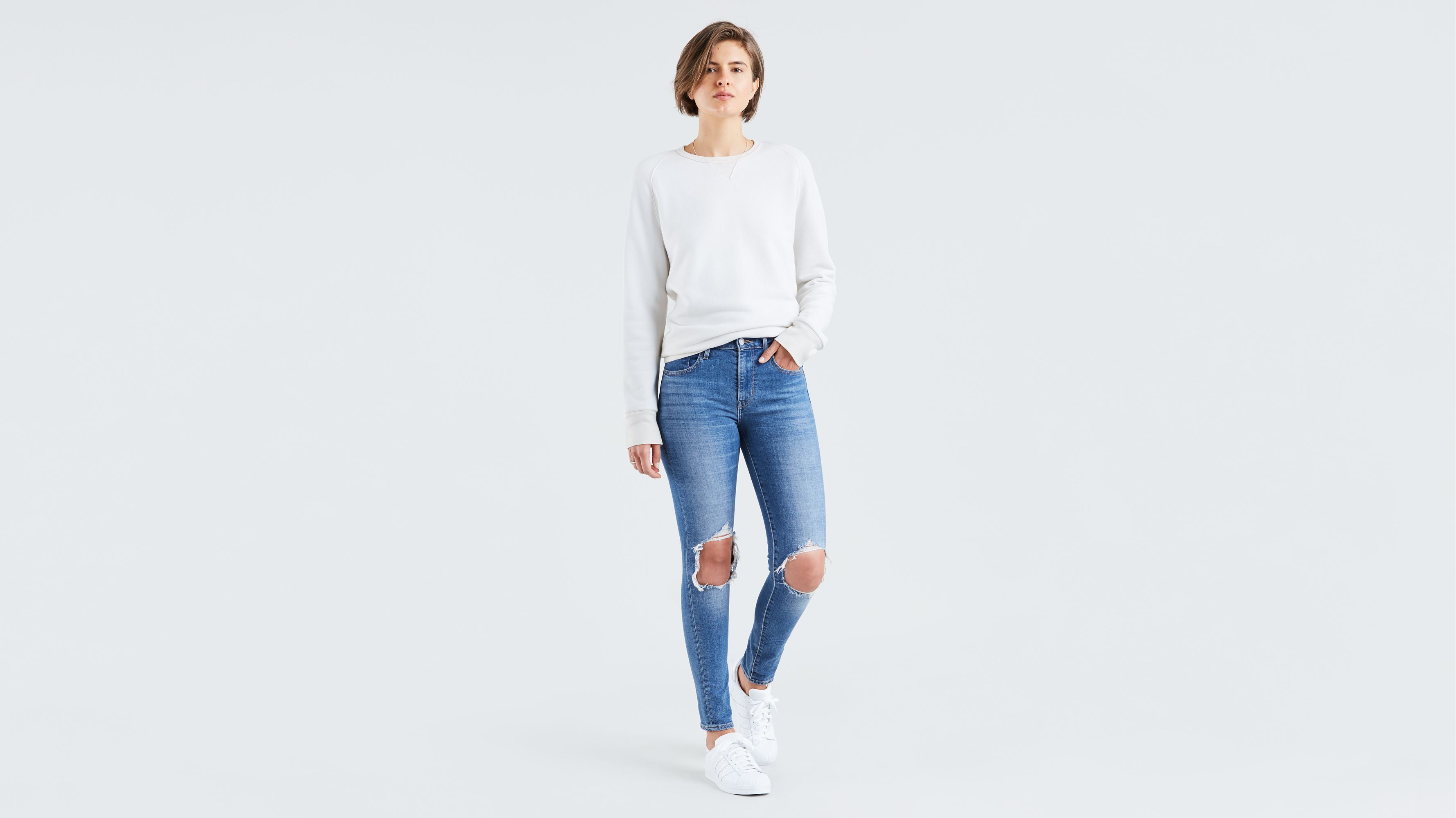 levi's 721 ripped high rise skinny