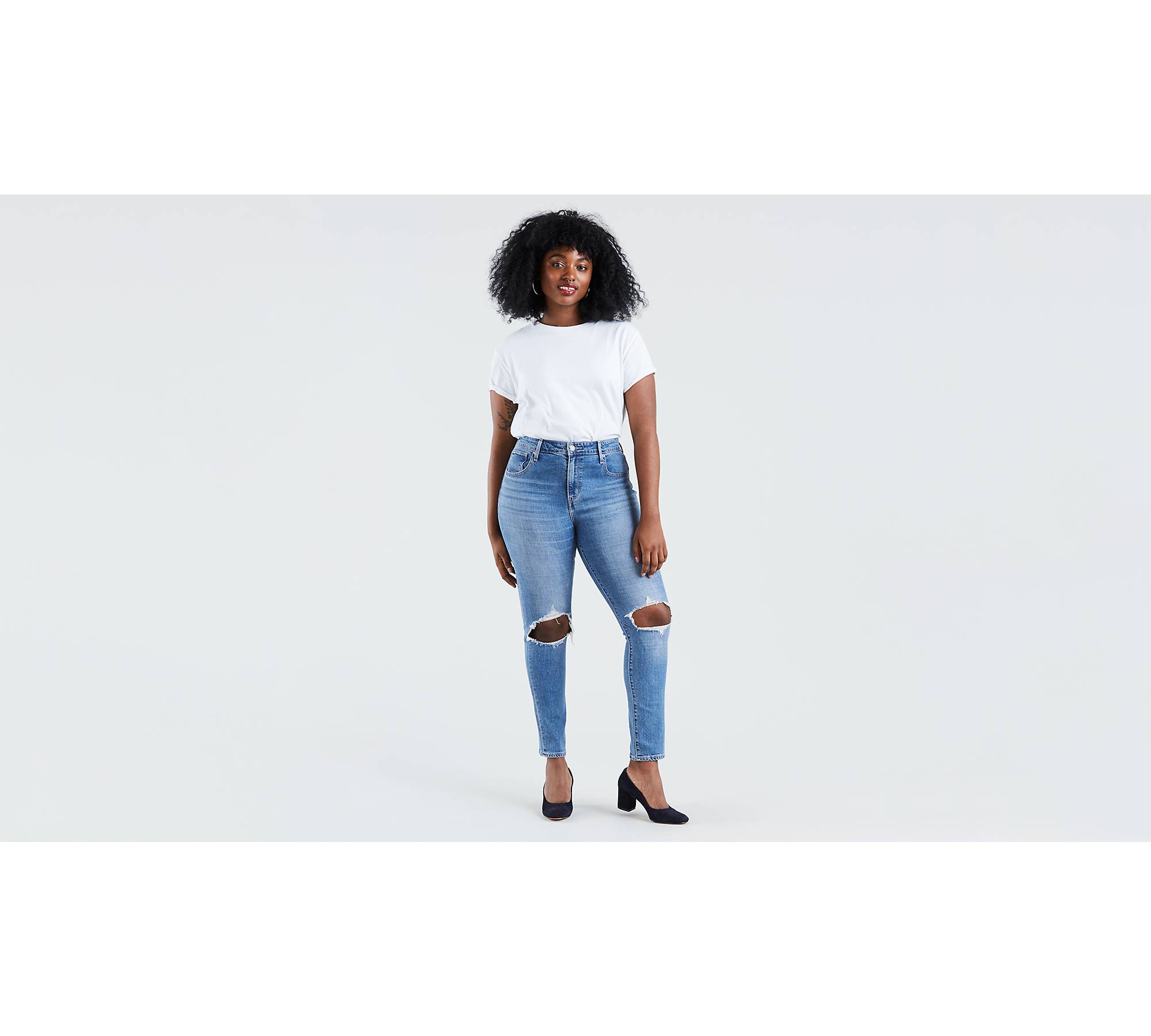 721 High Rise Ripped Skinny Women's Jeans - Medium Wash
