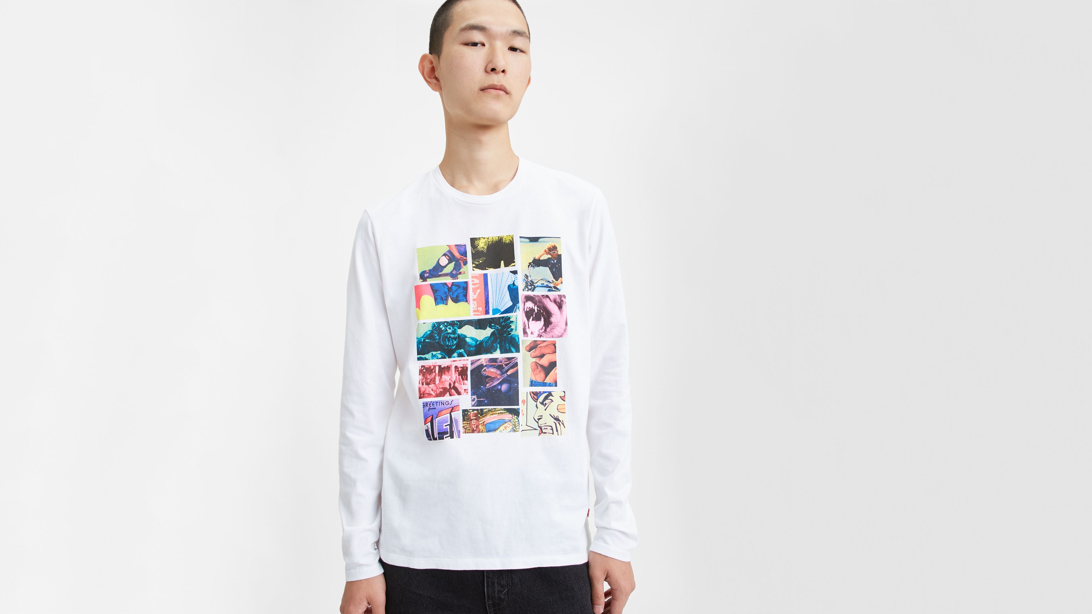 Long Sleeve Photo Collage Graphic Tee Shirt - White | Levi's® US