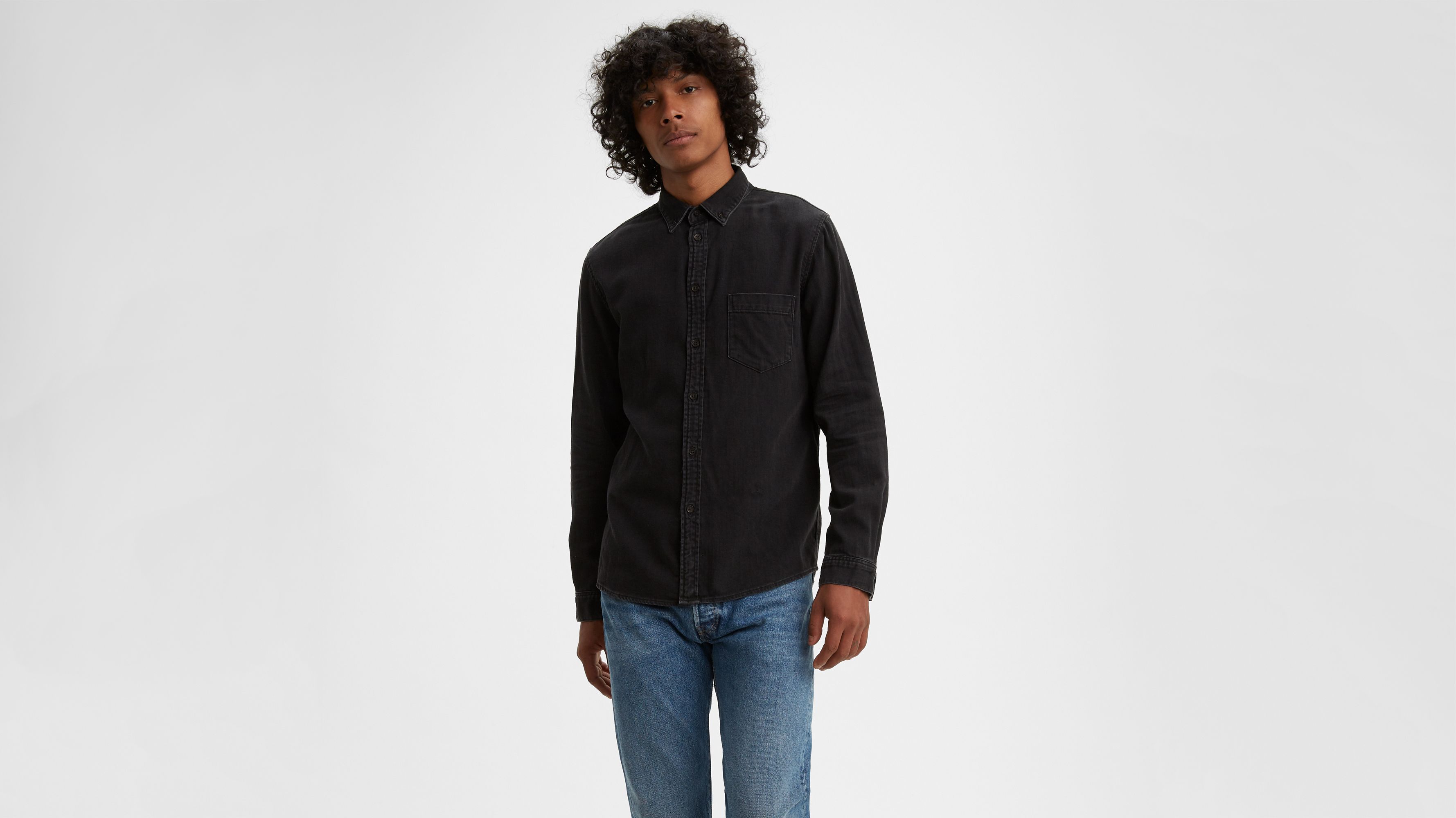 Levis black best sale shirt mens