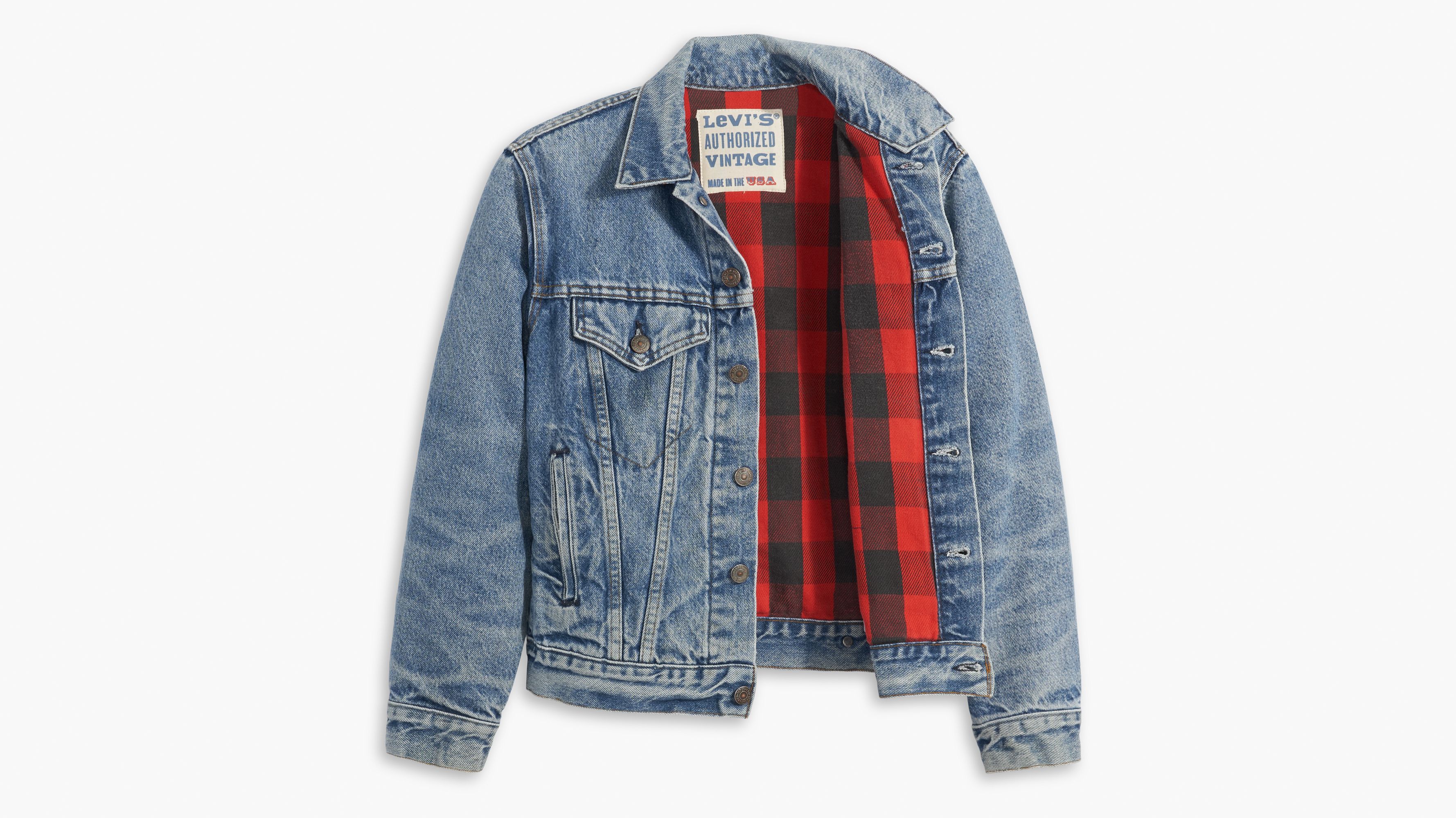 Authorized Vintage Trucker Jacket With Flannel - Medium Wash