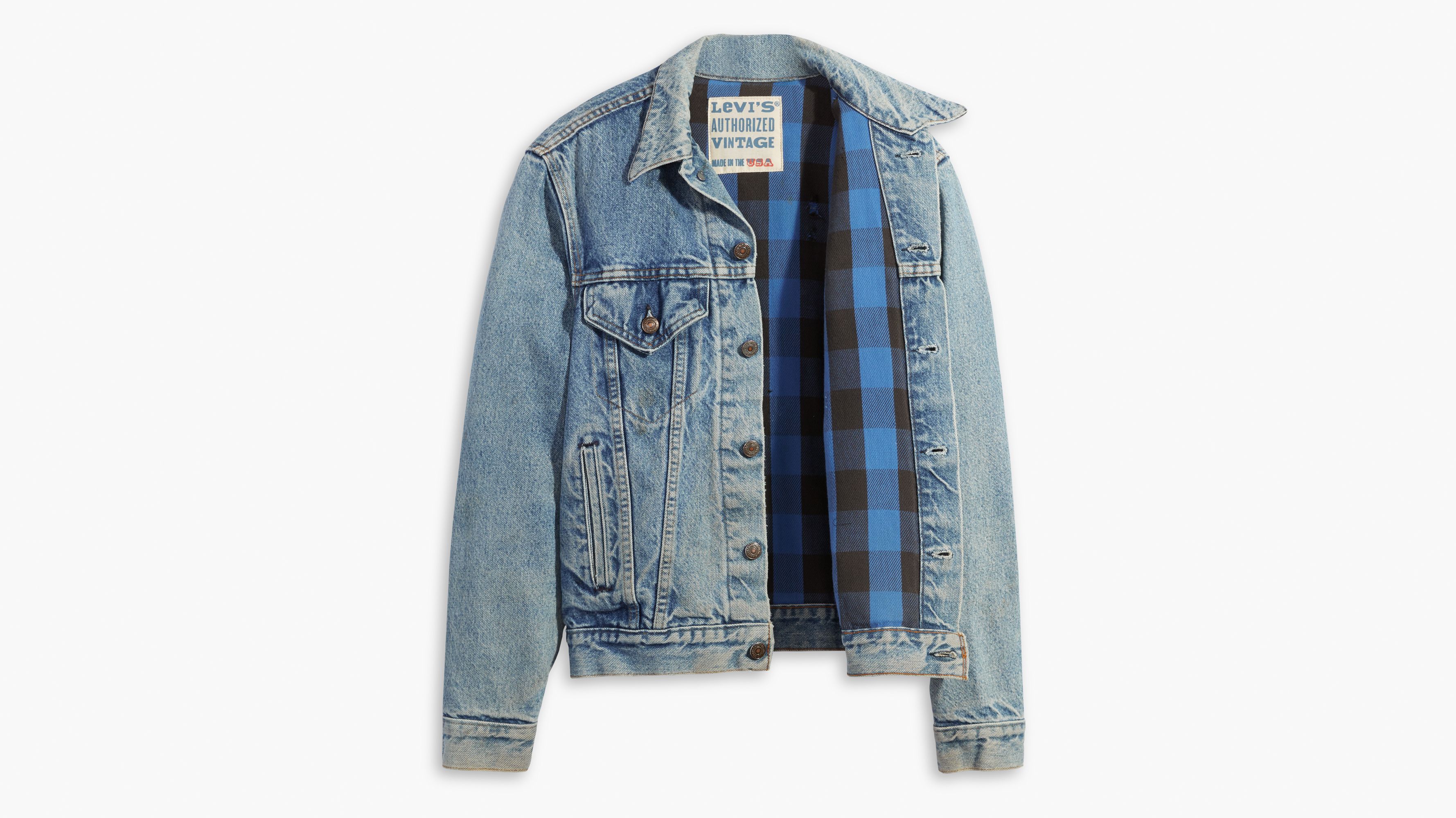 Authorized Vintage Trucker Jacket With Flannel - Medium Wash
