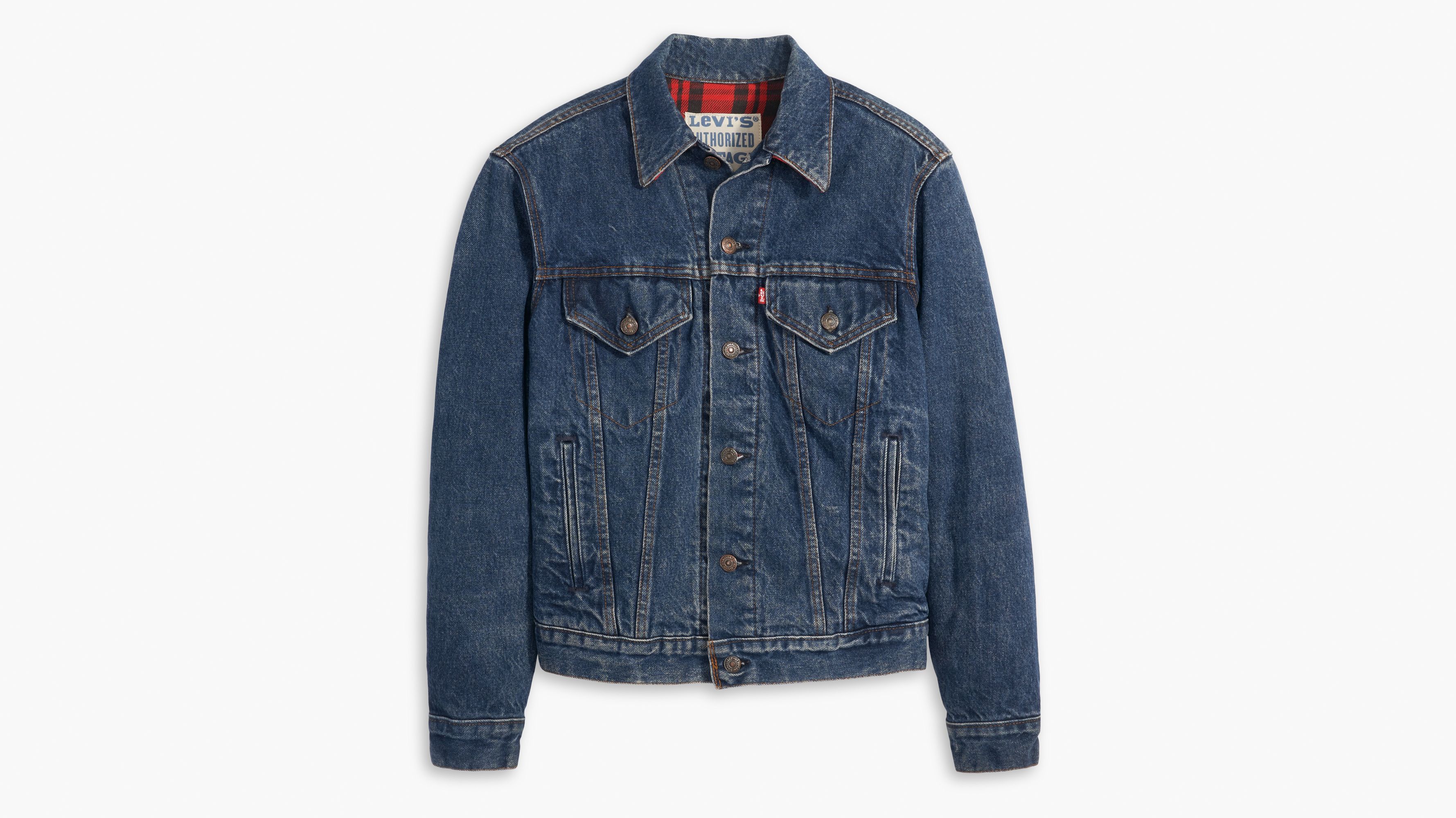 Authorized Vintage Trucker Jacket With Flannel - Medium Wash