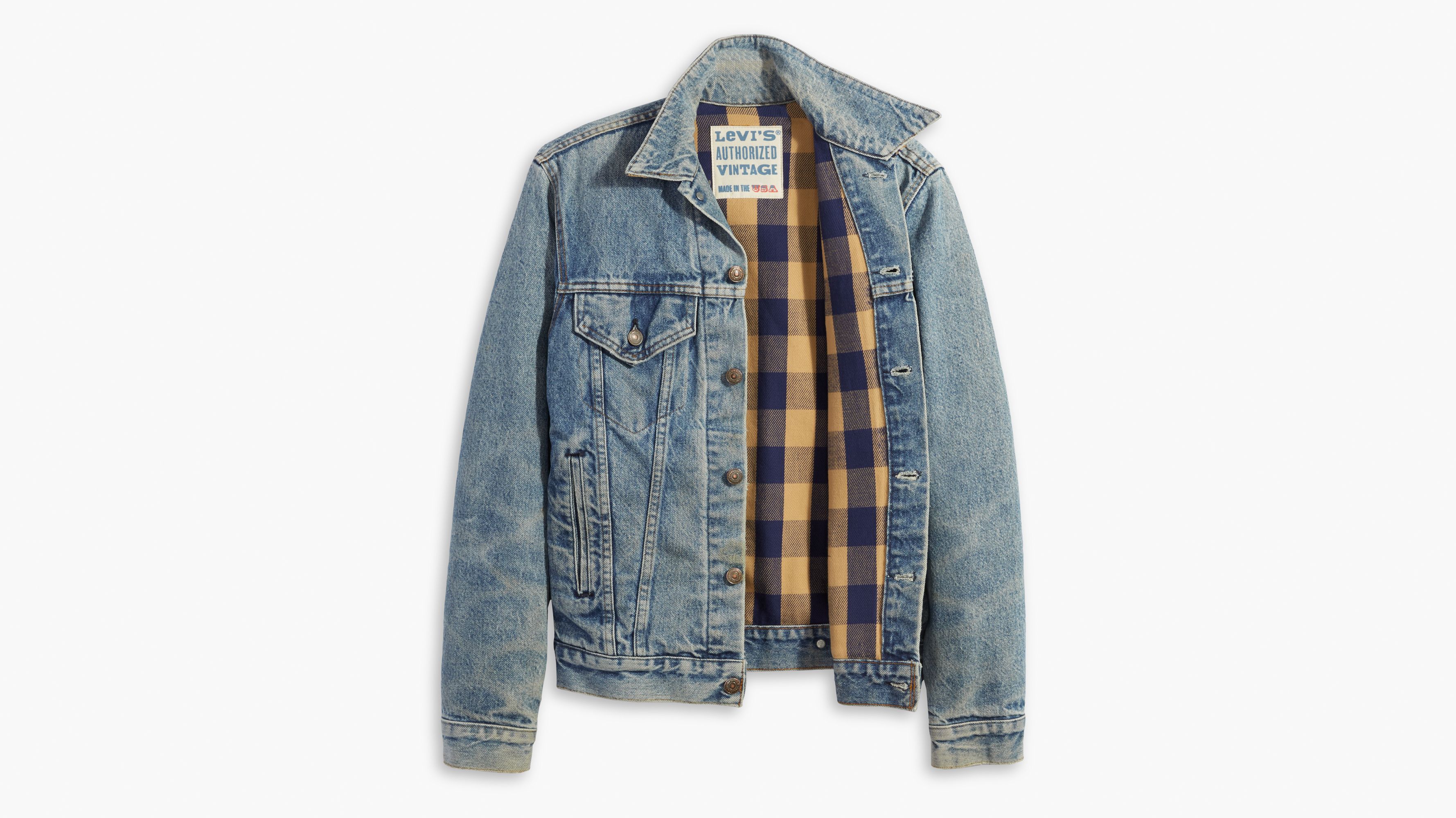 Authorized Vintage Trucker Jacket With Flannel - Medium Wash