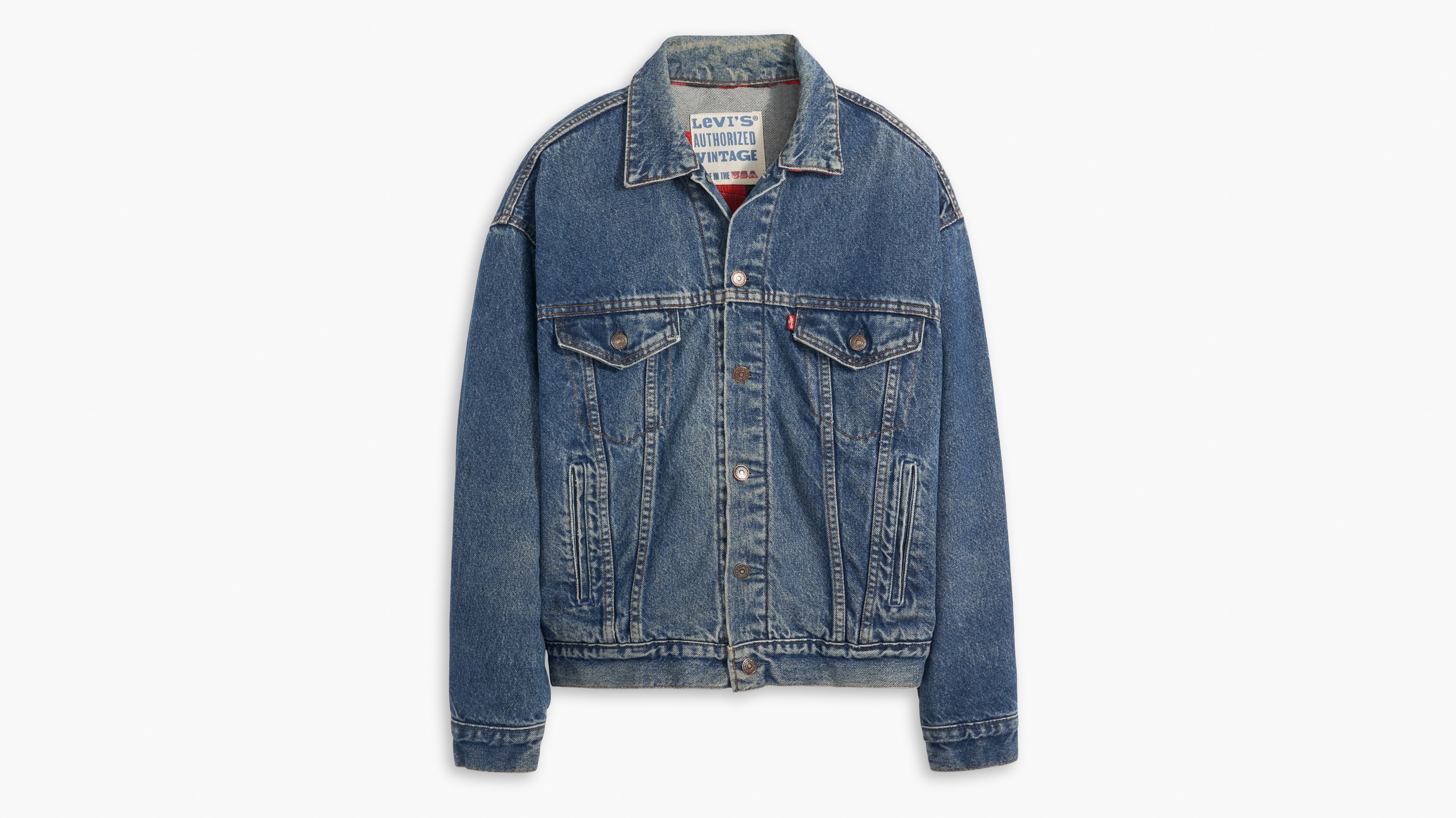 Authorized Vintage Trucker Jacket With Flannel - Medium Wash