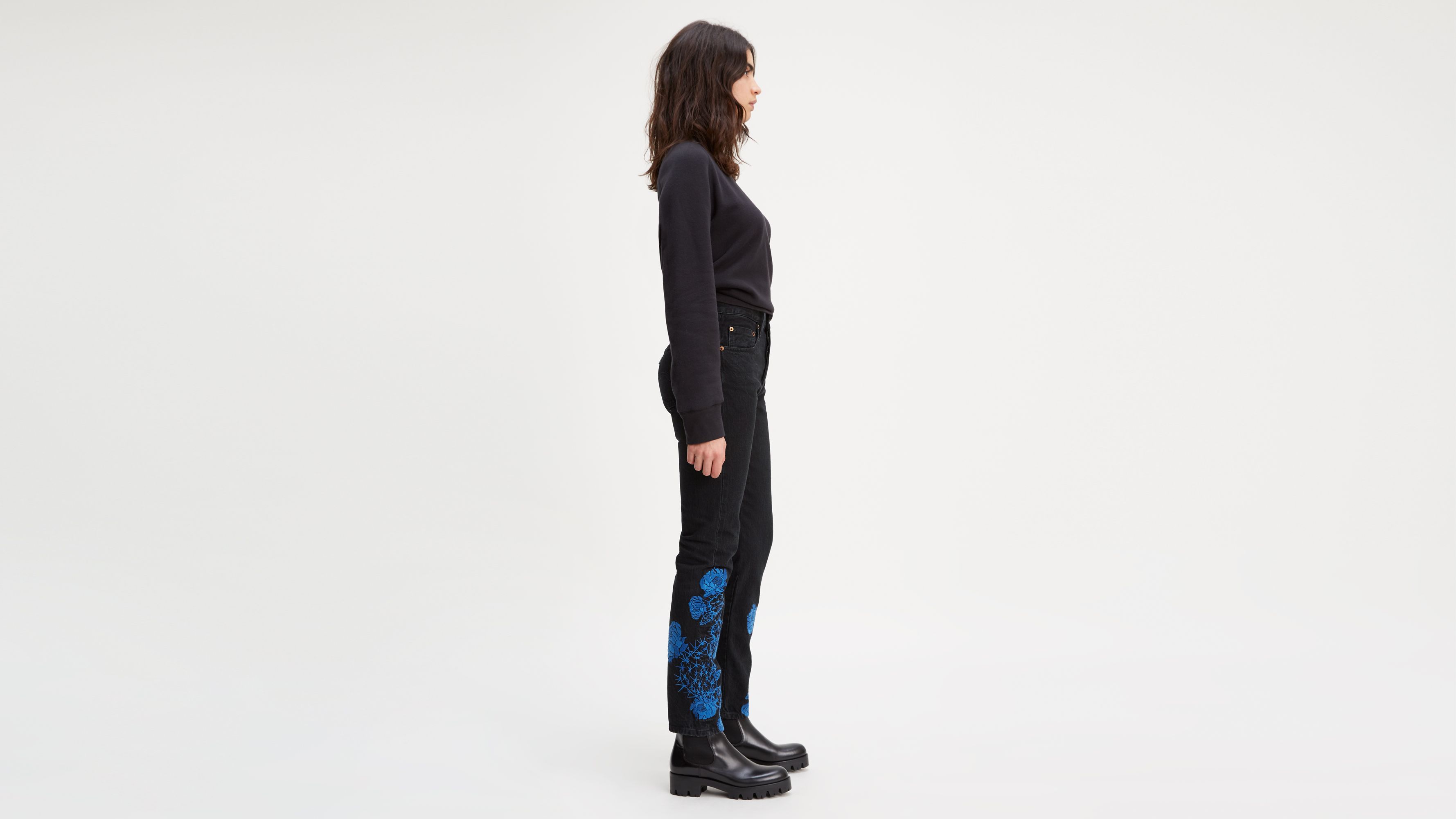 levis rose embroidered jeans