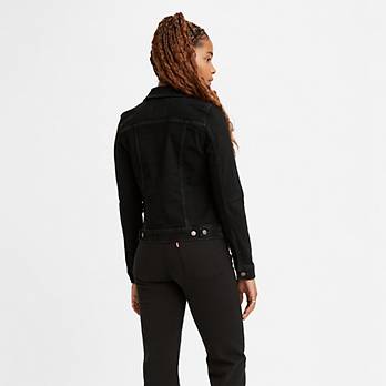 Washed Black Denim Cuff Detail Cropped Jacket