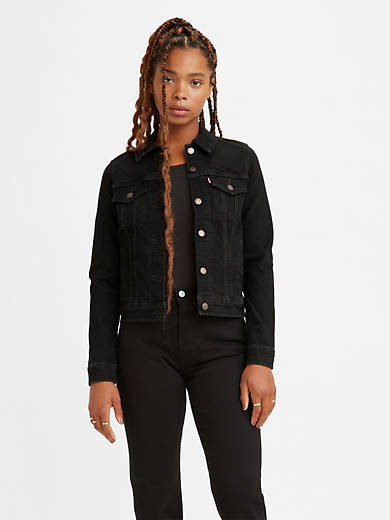 Top 65+ imagen levi’s black trucker jacket womens
