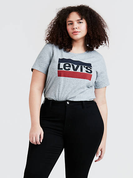 Levi's The Perfect Graphic Tee (Plus Size) -  / Grey Sportswear Logo Grau 1X