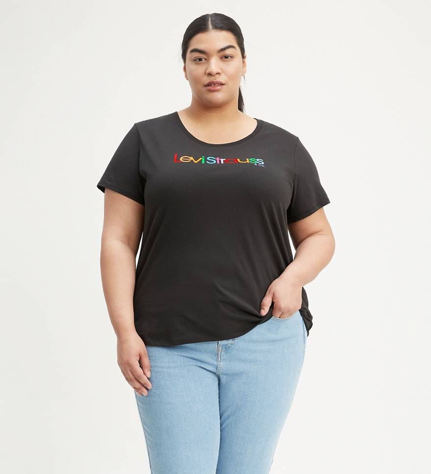 Rounded Logo Graphic Tee Shirt (Plus Size) 1