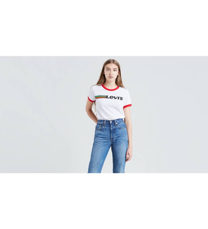 Chest Stripe Ringer Tee Shirt - White | Levi's® US
