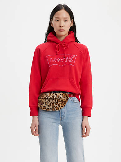Levi's® Outline Logo Sport Hoodie - Red | Levi's® US