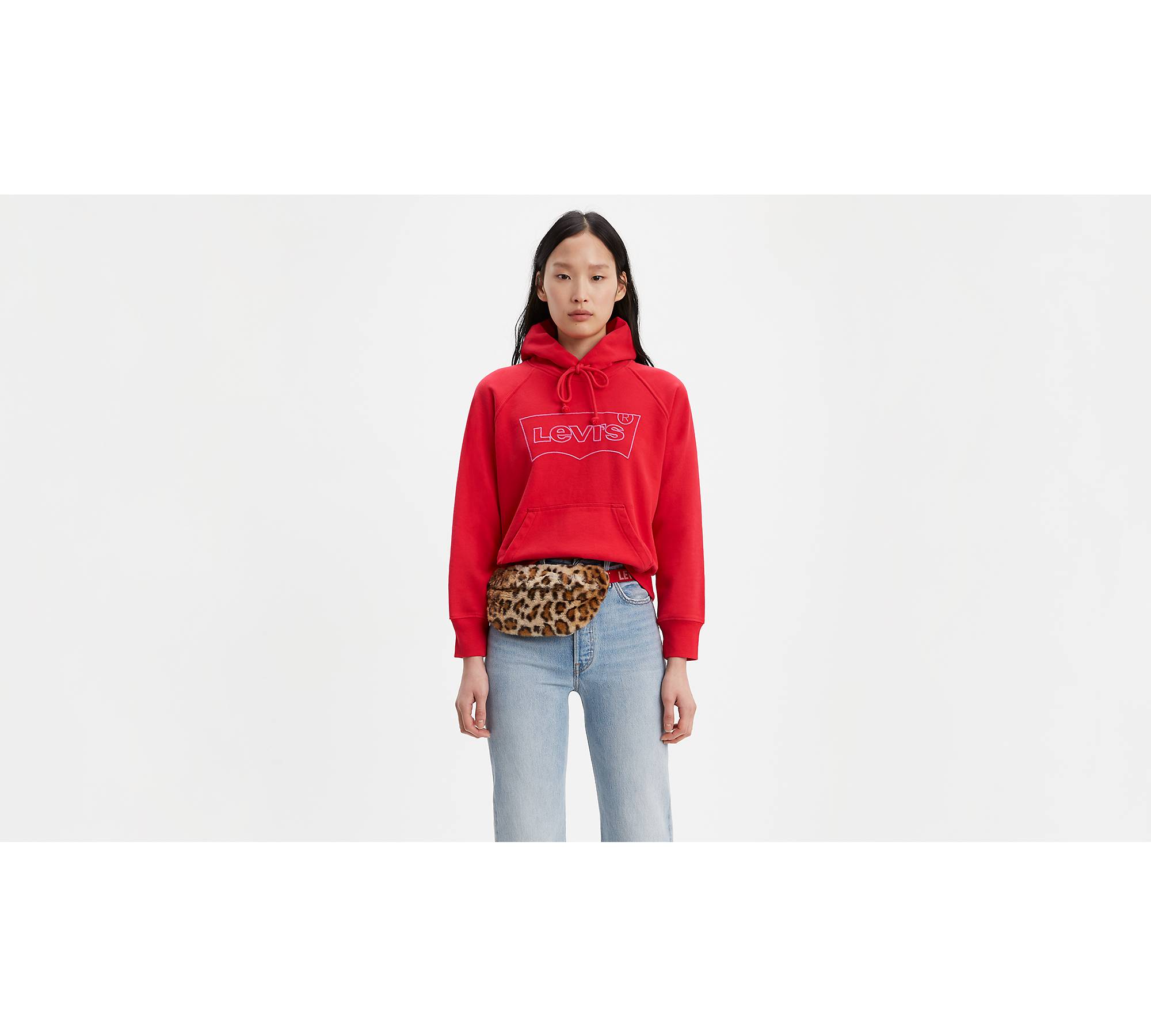 Levi's® Outline Logo Sport Hoodie - Red | Levi's® US