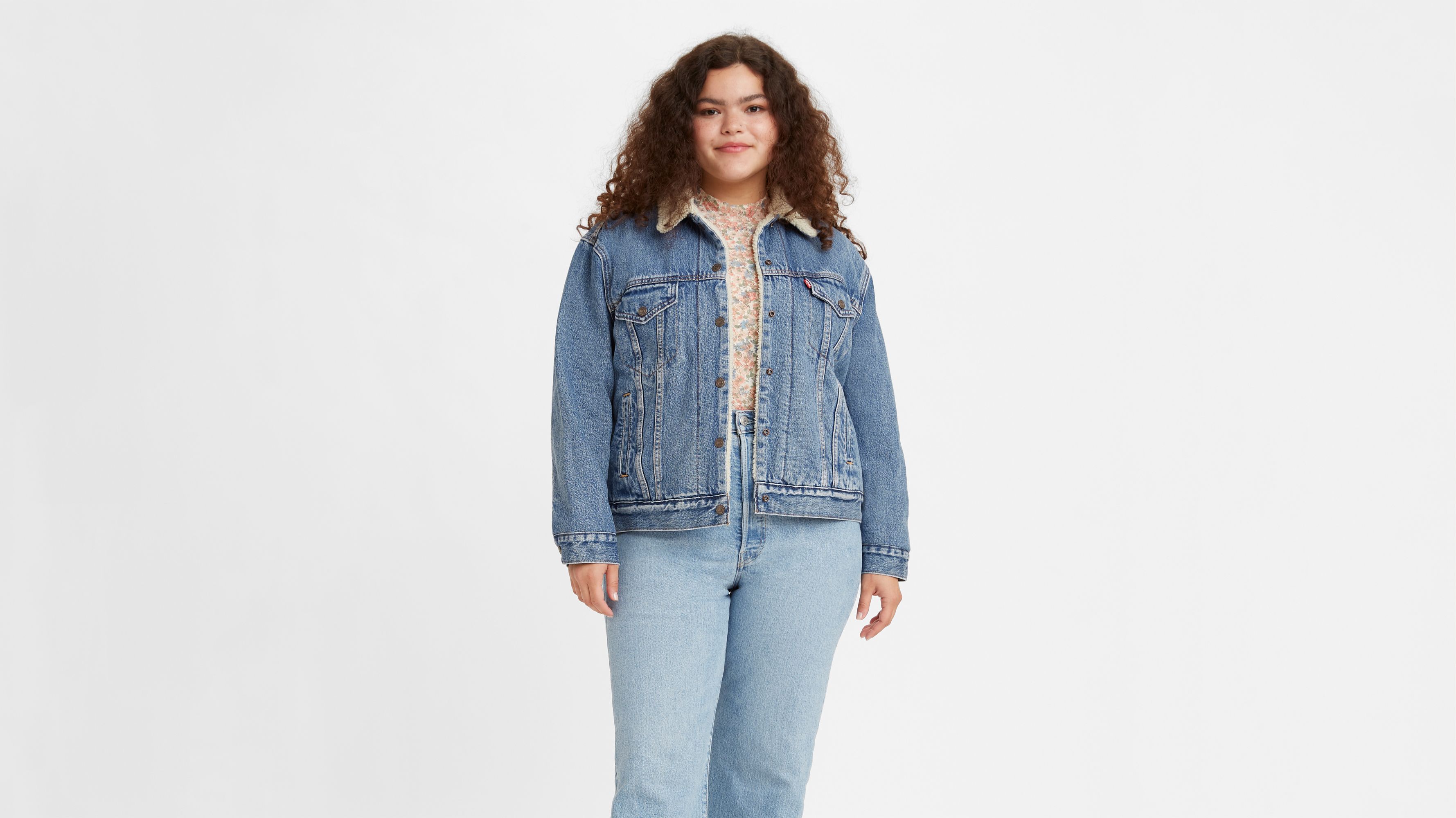 Ex-boyfriend Sherpa Trucker Jacket - Medium Wash | Levi's® US