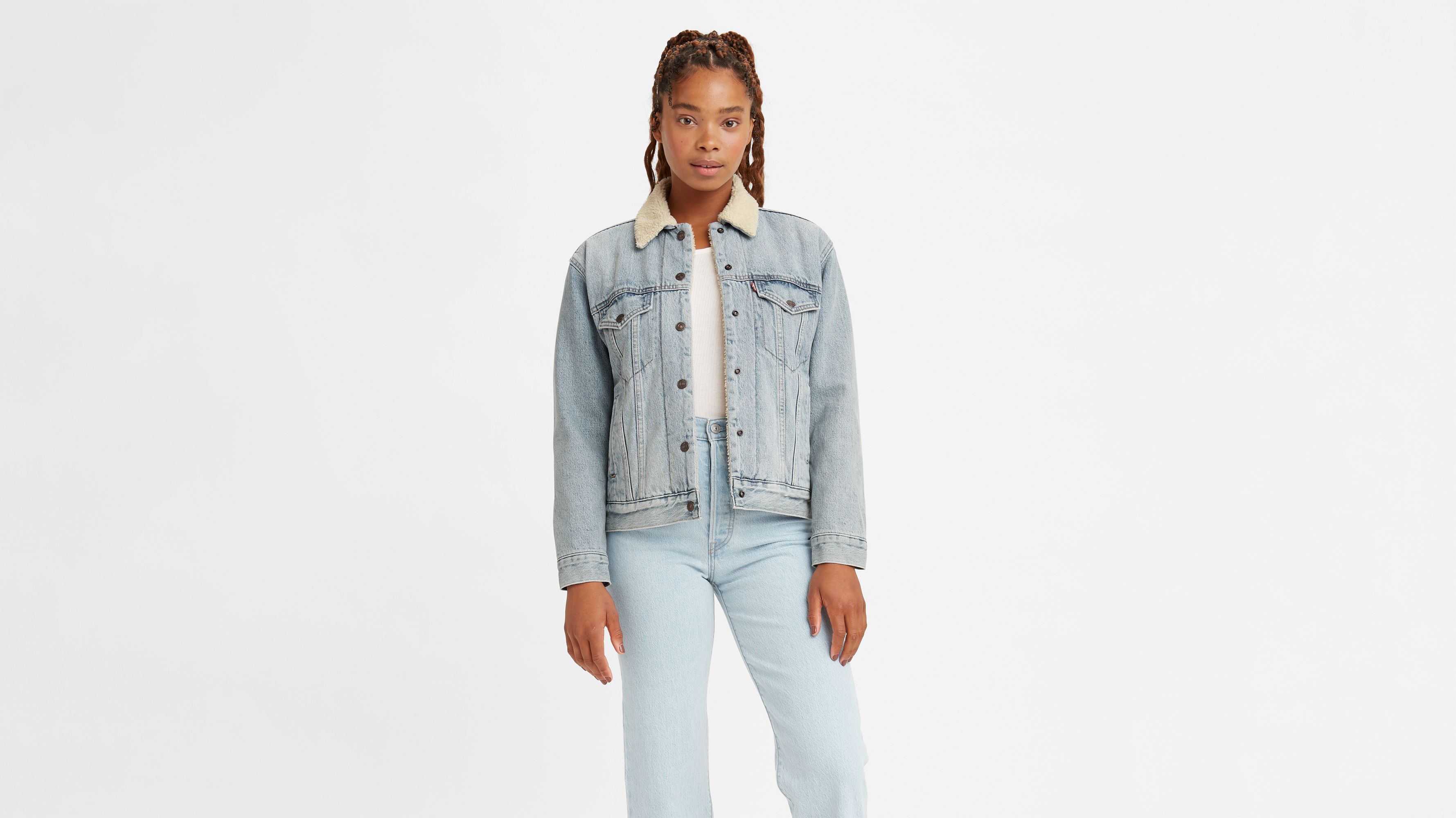 levi's ex boyfriend trucker jacket sherpa