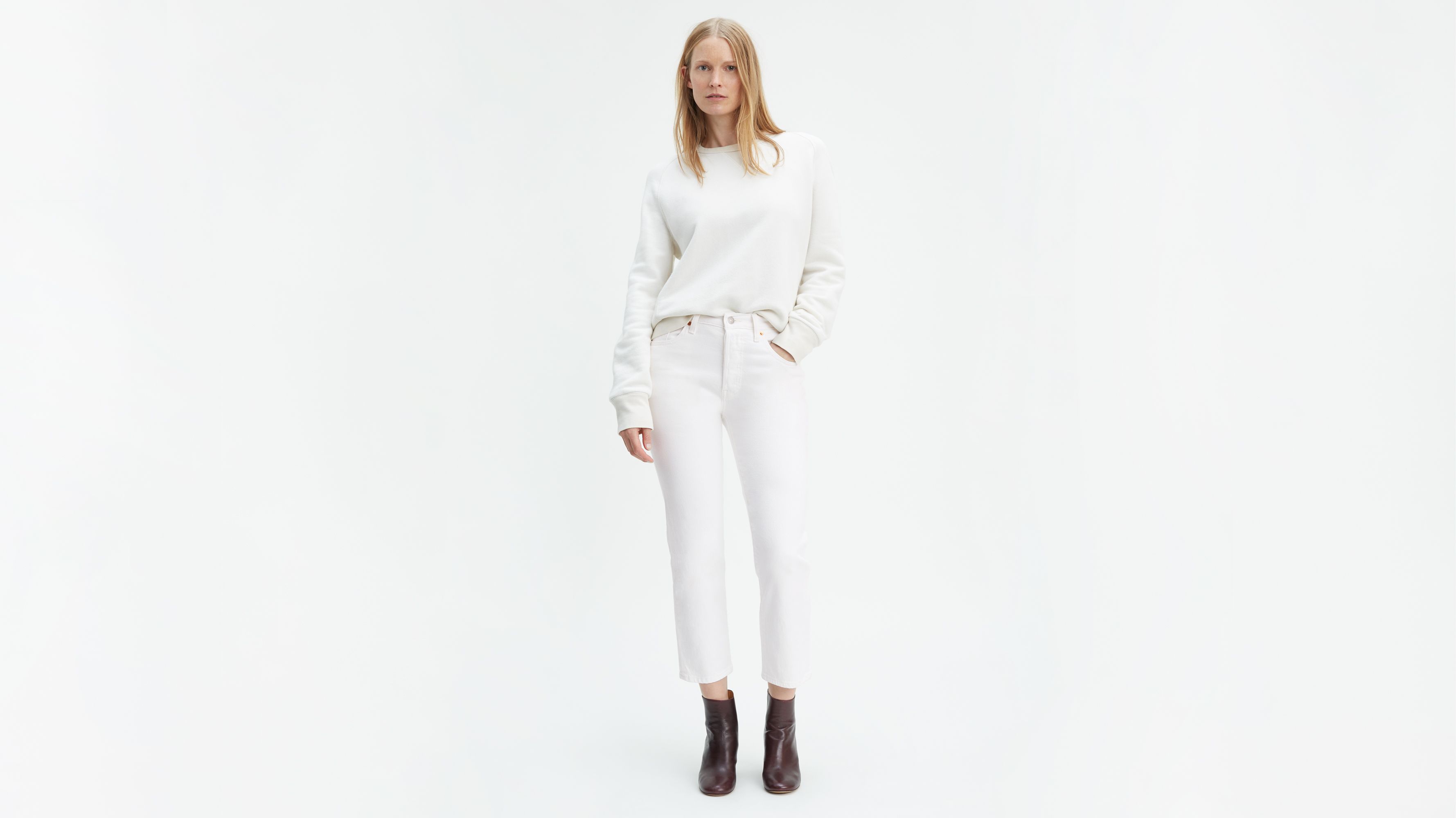 white levi womens jeans