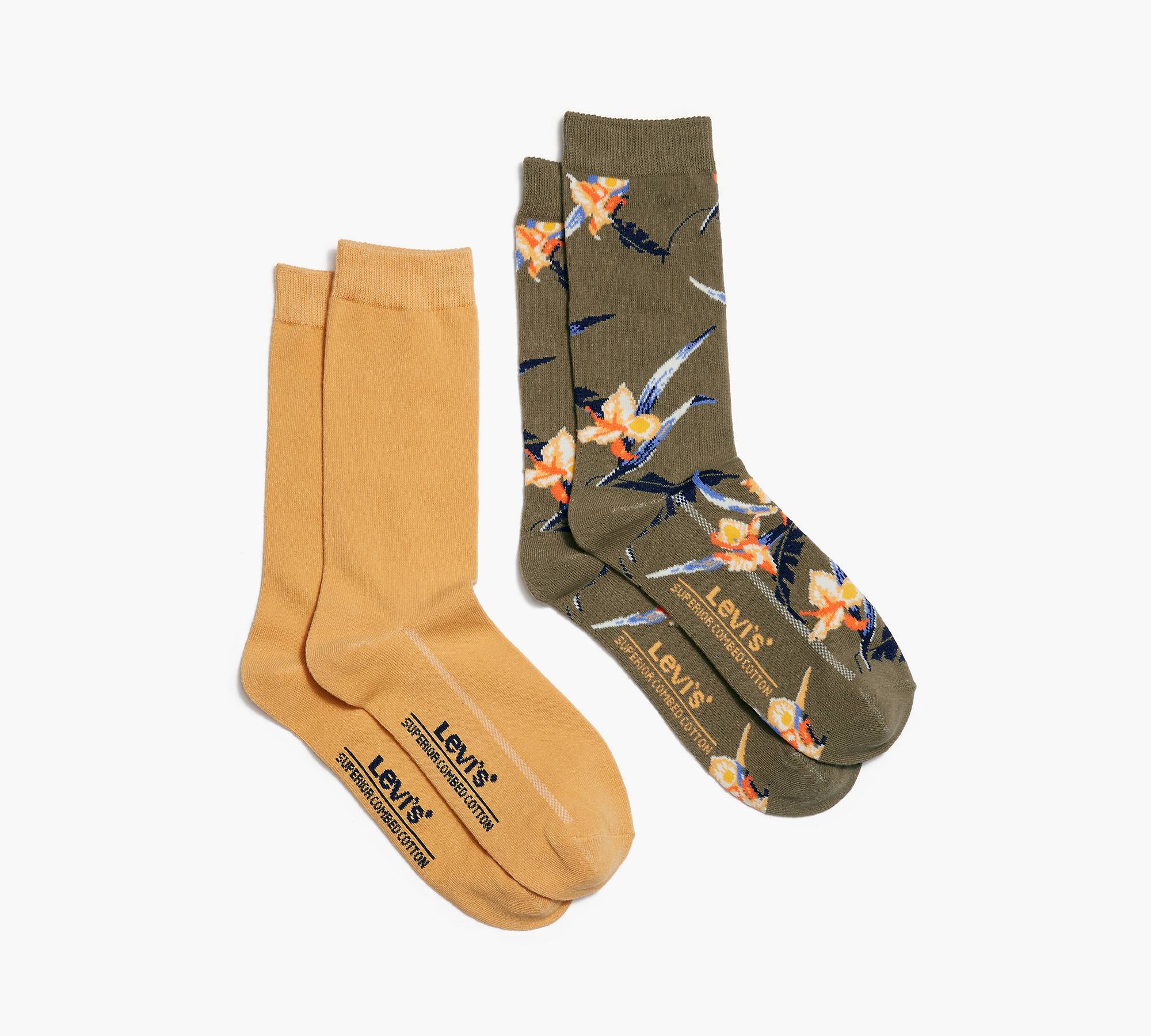 Tropical Print Crew Cut Socks (2 Pack) 1
