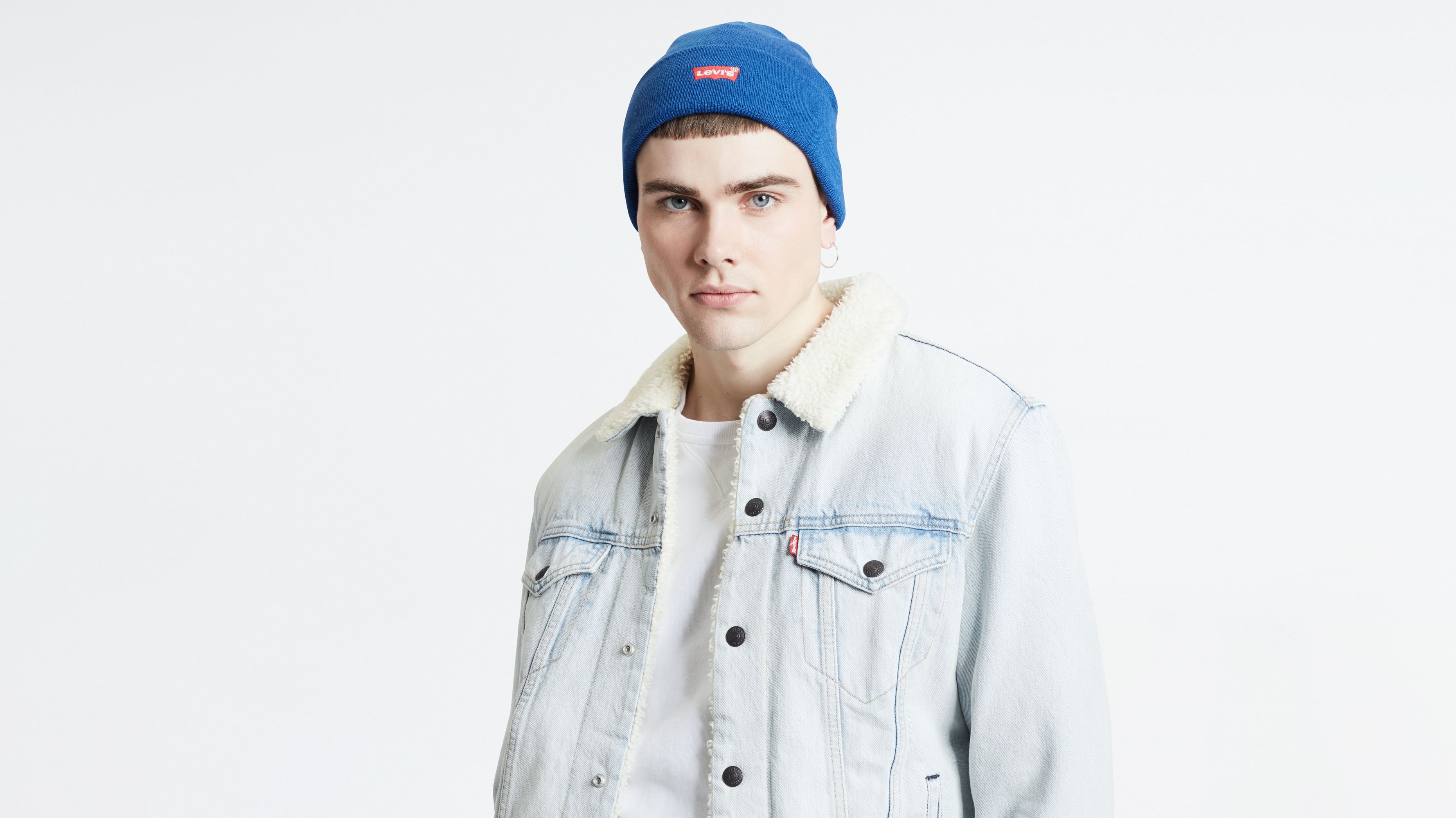 Levi's® Logo Embroidered Slouchy Beanie - Blue | Levi's® US