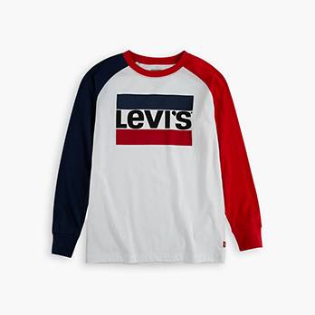 Big Boys Longsleeve Colorblock Sportswear Logo Tee Shirt 1