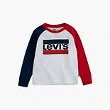 Toddler Boys 2T-4T Longsleeve Colorblock Sportswear Logo Tee Shirt 1