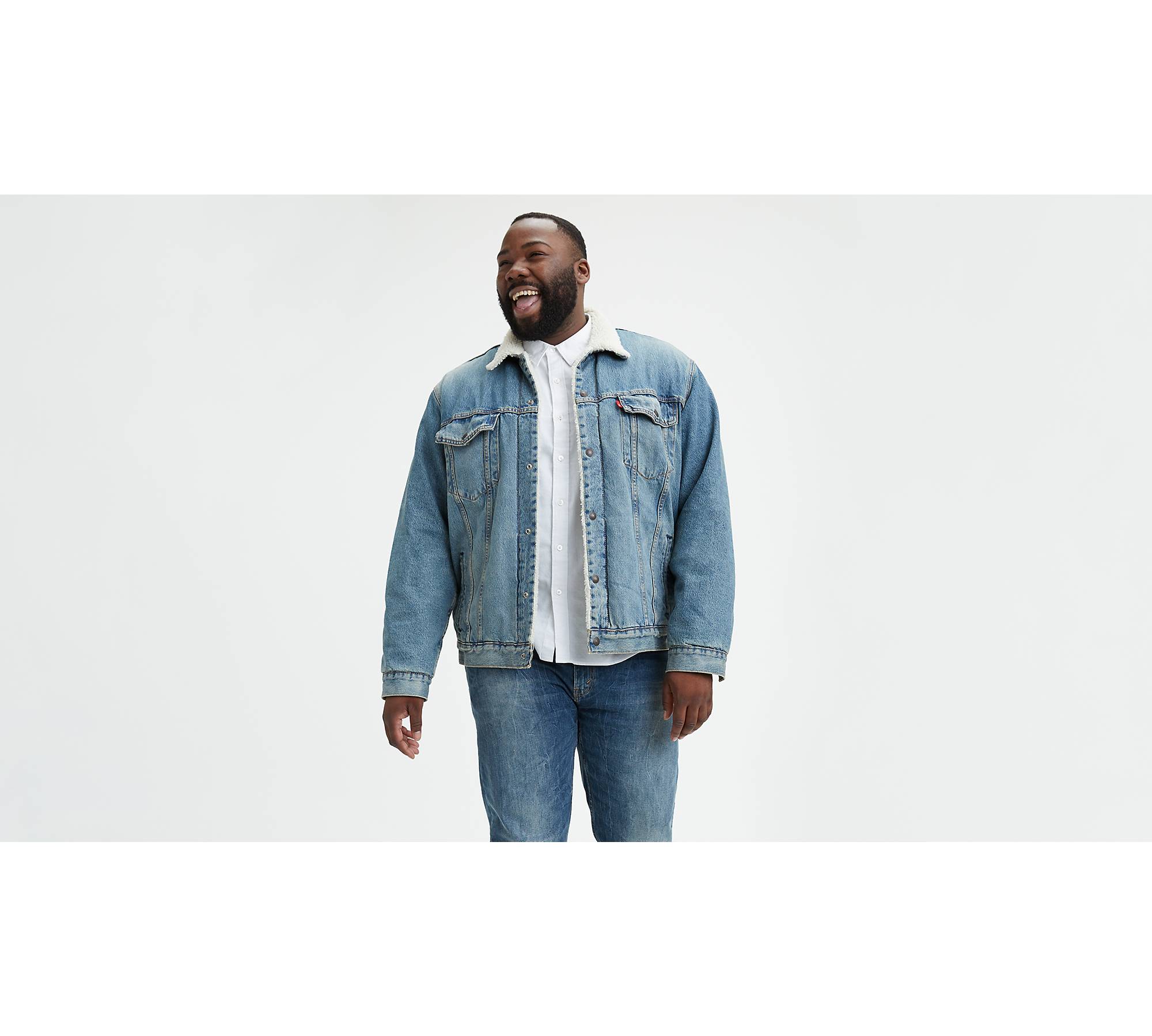Trucker sherpa-lined jean jacket, Levi's, Men's Denim Jackets & Jean  Jackets