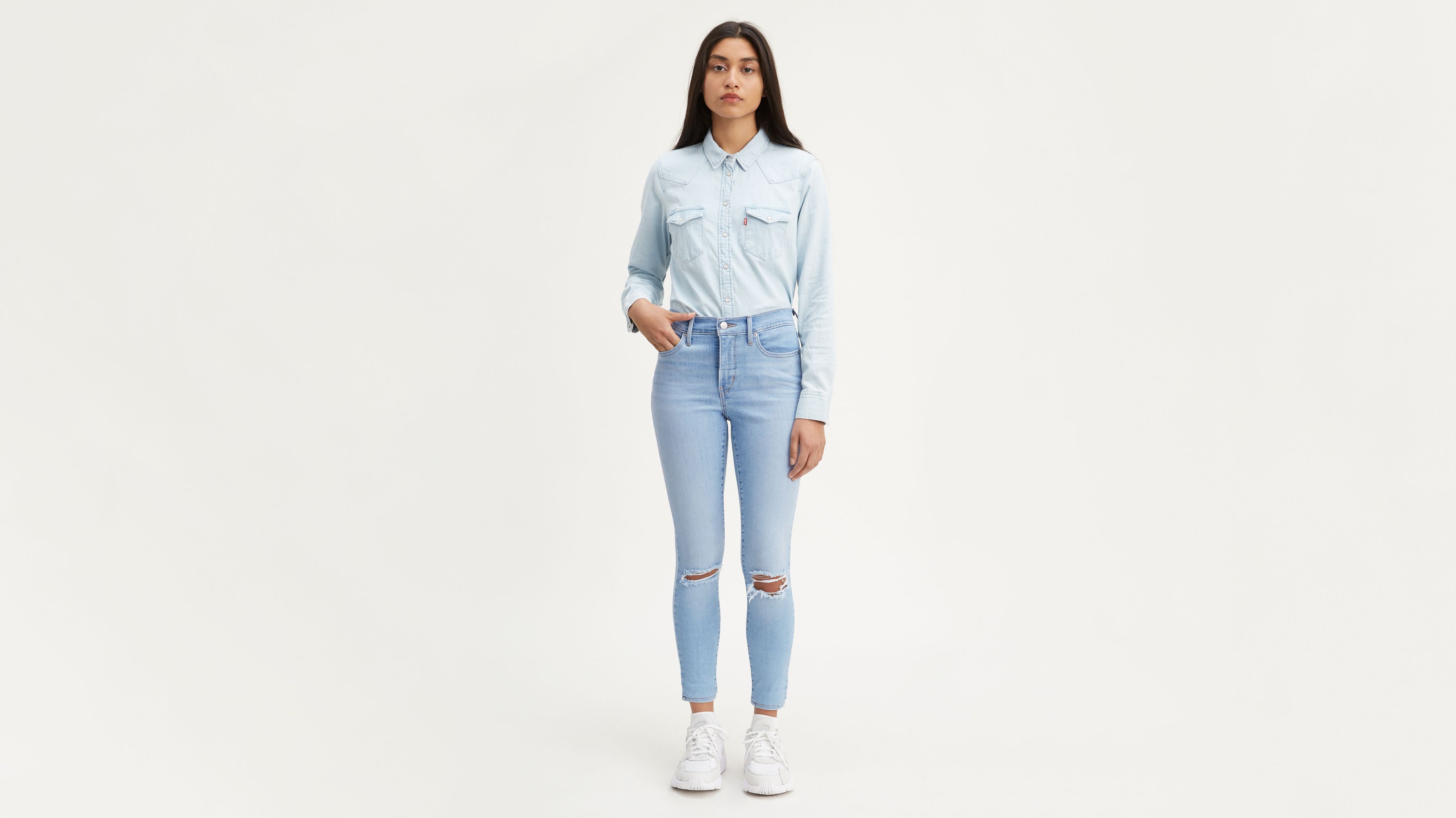 Light Blue Skinny Jeans For Women, Sexy Stretch Denim Pants With Ripped  Holes, Y2K Streetwear From Dou01, $44.05 | DHgate.Com