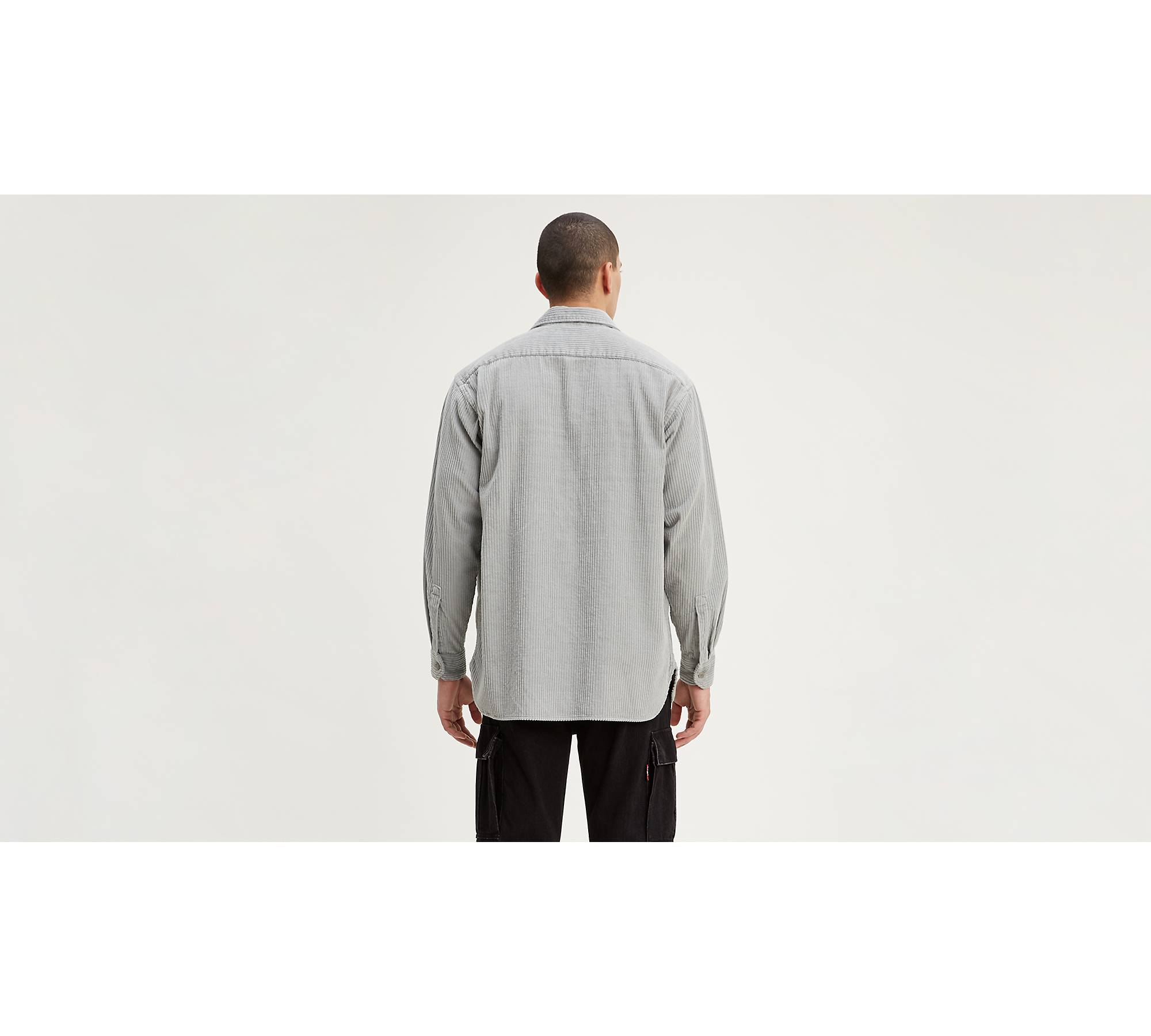 Corduroy Oversized Worker Shirt - Grey