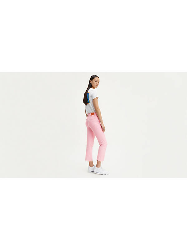 724 High Rise Slim Straight Crop Twill Women's Jeans - Pink | Levi's® US